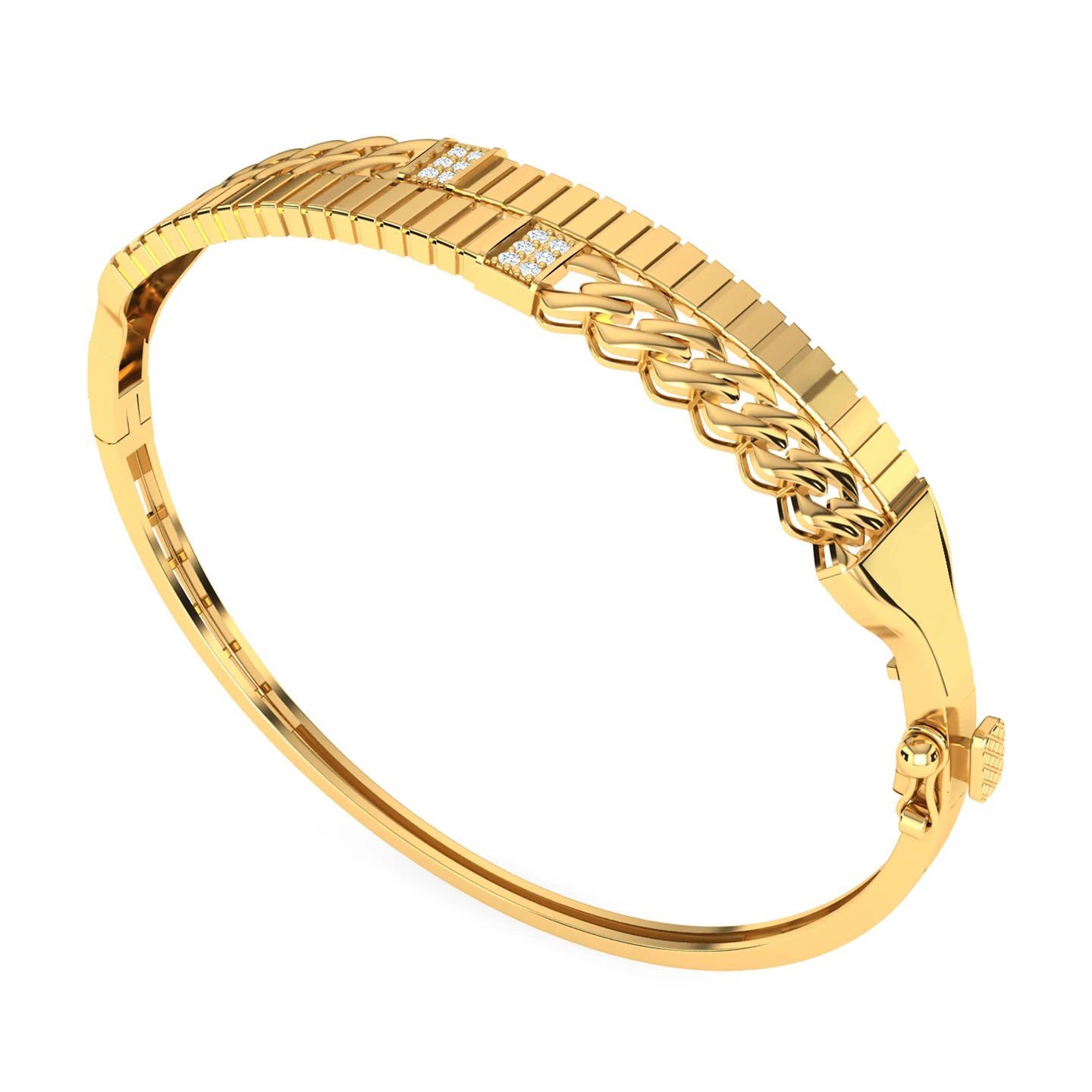 Links Cubic Zirconia Half Set in 21K Gold (2 Pieces) - 4 Links Cubic Zirconia Half Set in 21K Gold (2 Pieces) - 4