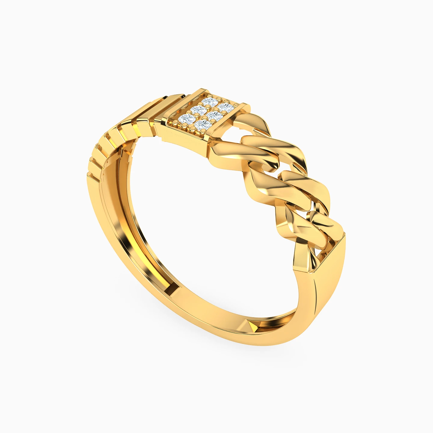 Links Cubic Zirconia Half Set in 21K Gold (2 Pieces) - 5 Links Cubic Zirconia Half Set in 21K Gold (2 Pieces) - 5
