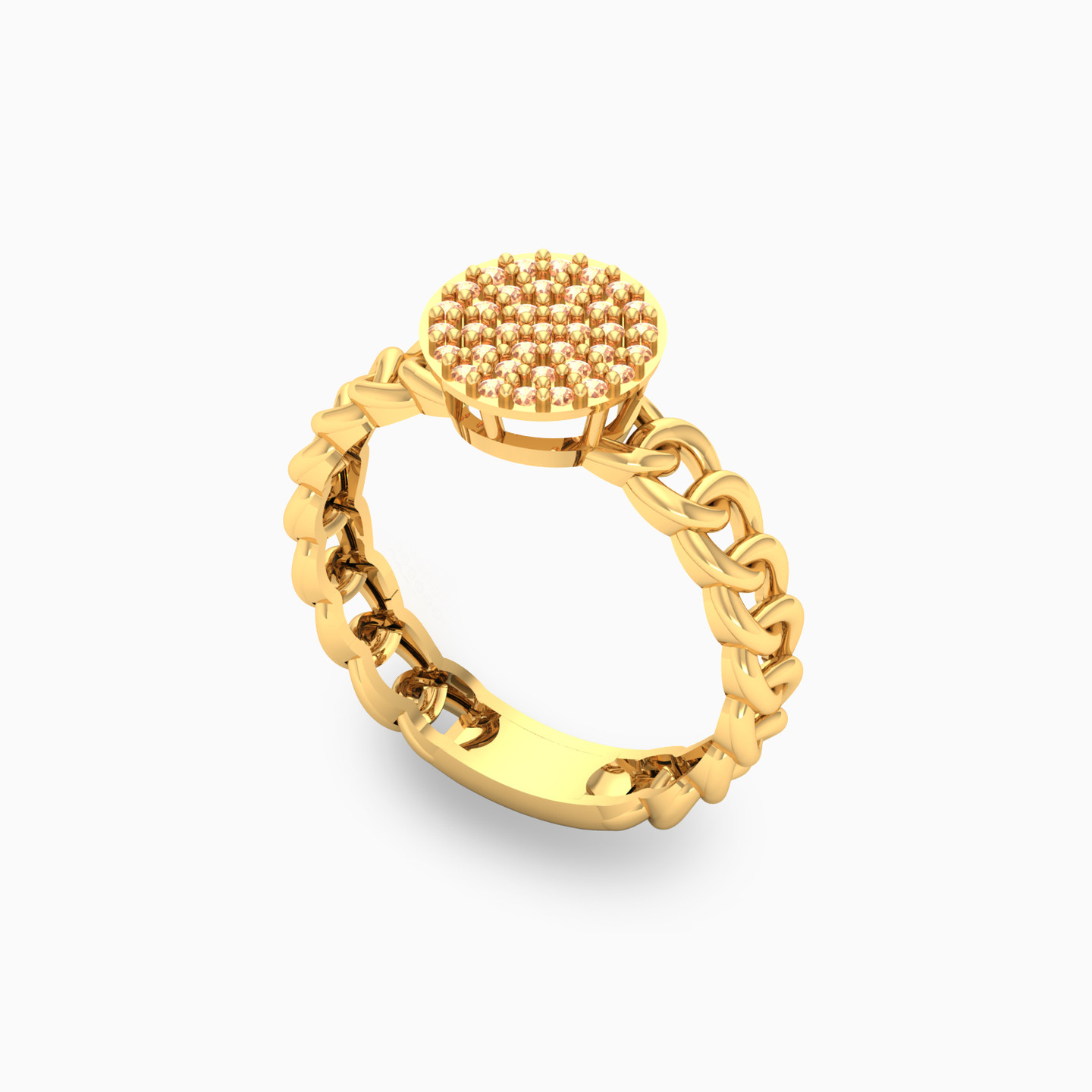 خاتم ذهب دائري عيار 18 قيراط مزين بحجر برتقالي - 2 خاتم ذهب دائري عيار 18 قيراط مزين بحجر برتقالي - 2