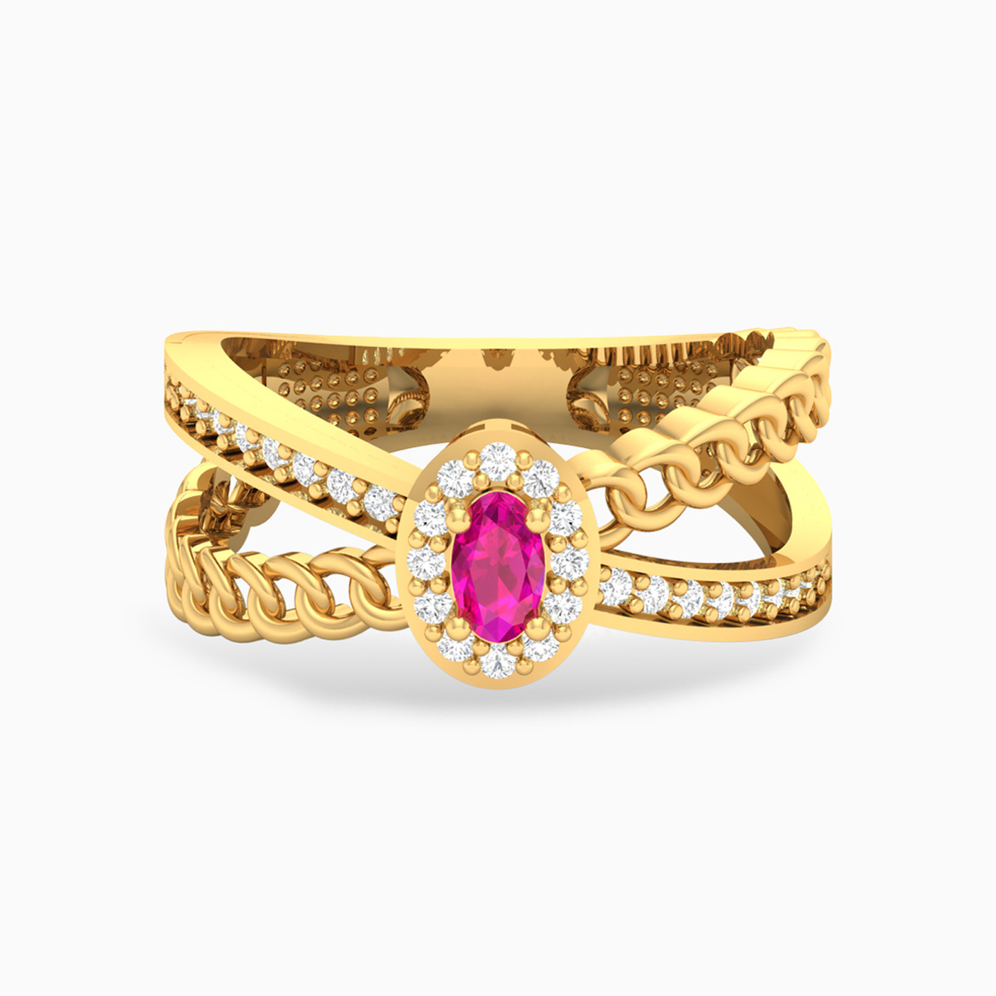 18K Gold Colored Stones Statement Ring