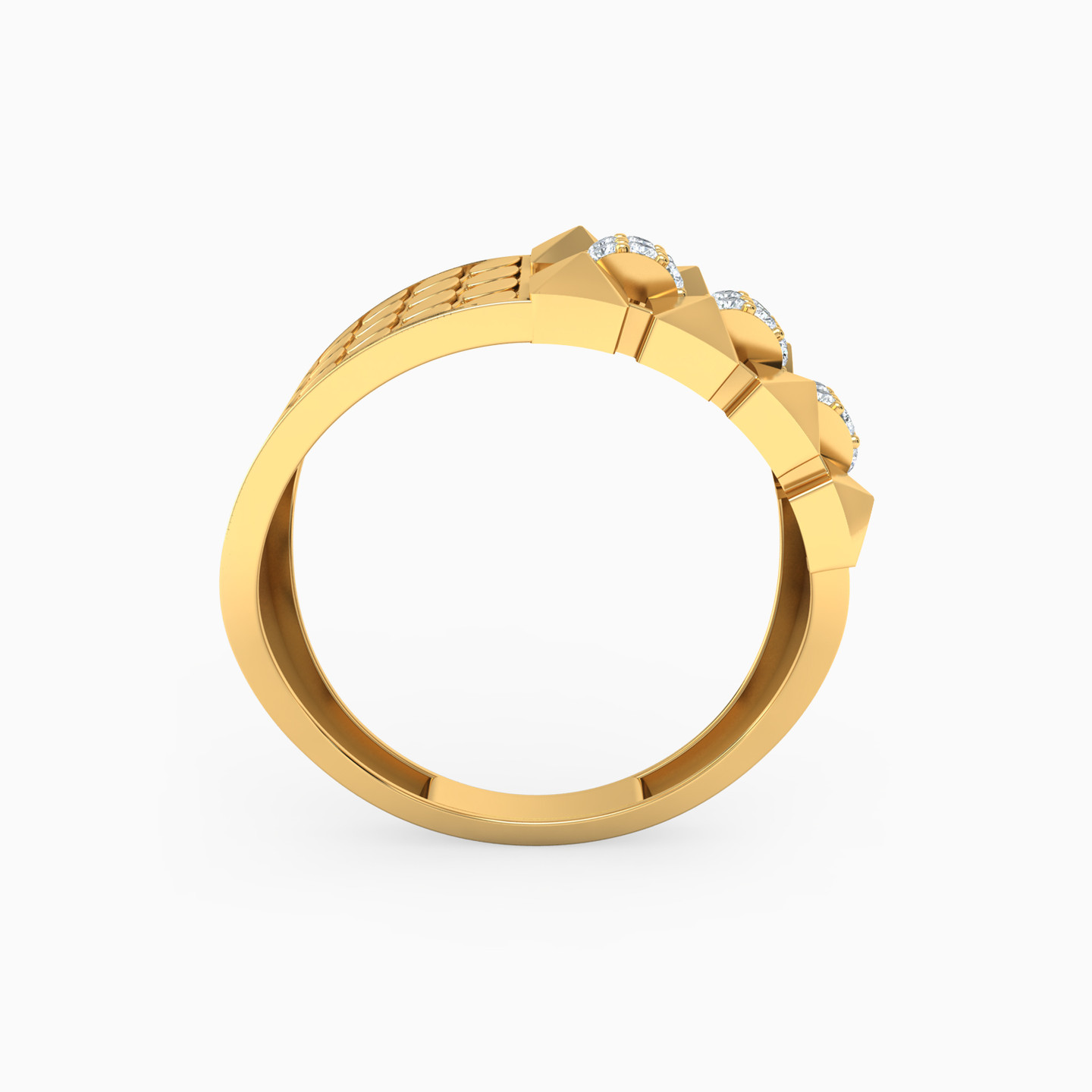 Abstract Cubic Zirconia Ring in 21K Gold - 3