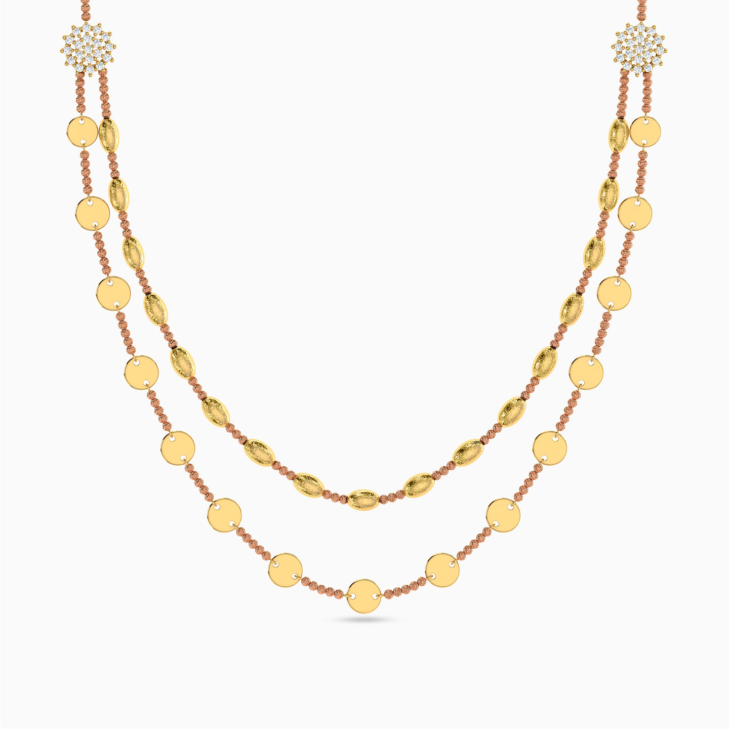 21K Gold Cubic Zirconia Layered Necklace