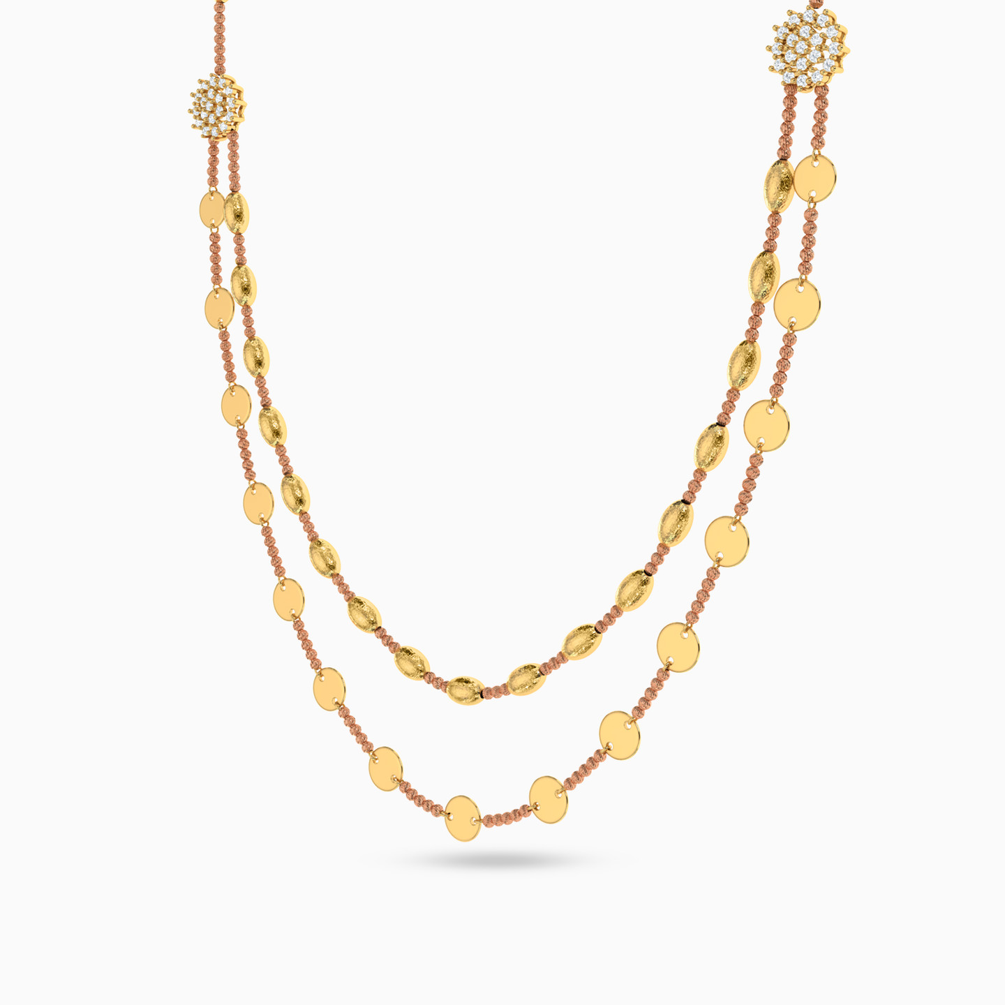 21K Gold Cubic Zirconia Layered Necklace - 2