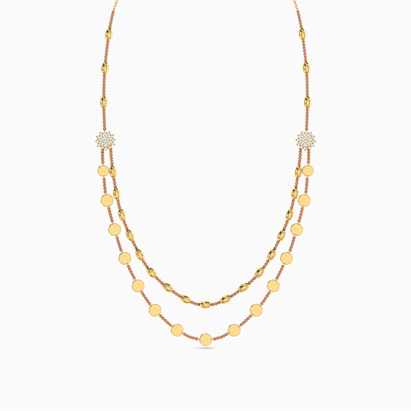 21K Gold Cubic Zirconia Layered Necklace - 3