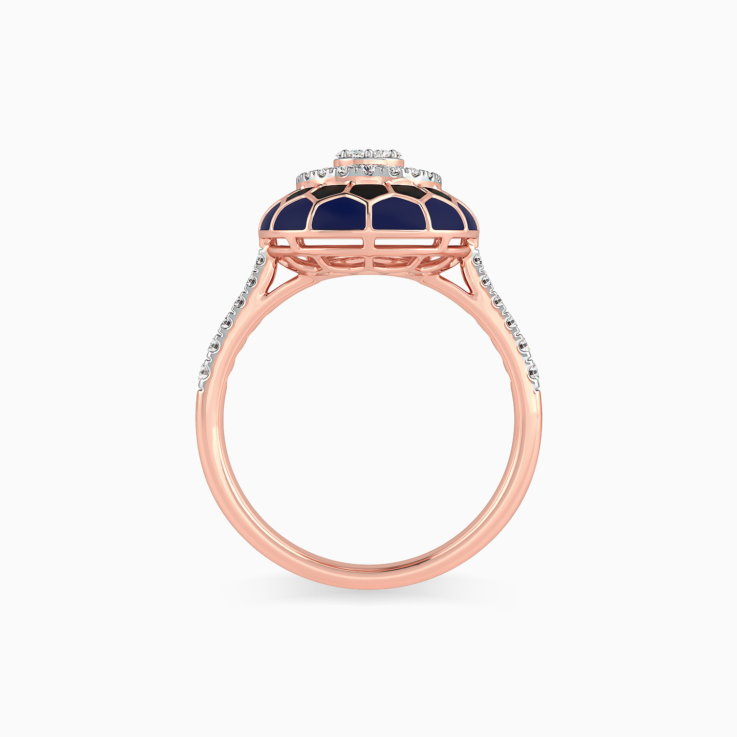 Circle Diamond & Enamel Coated Ring in 18K Gold - 4 Circle Diamond & Enamel Coated Ring in 18K Gold - 4