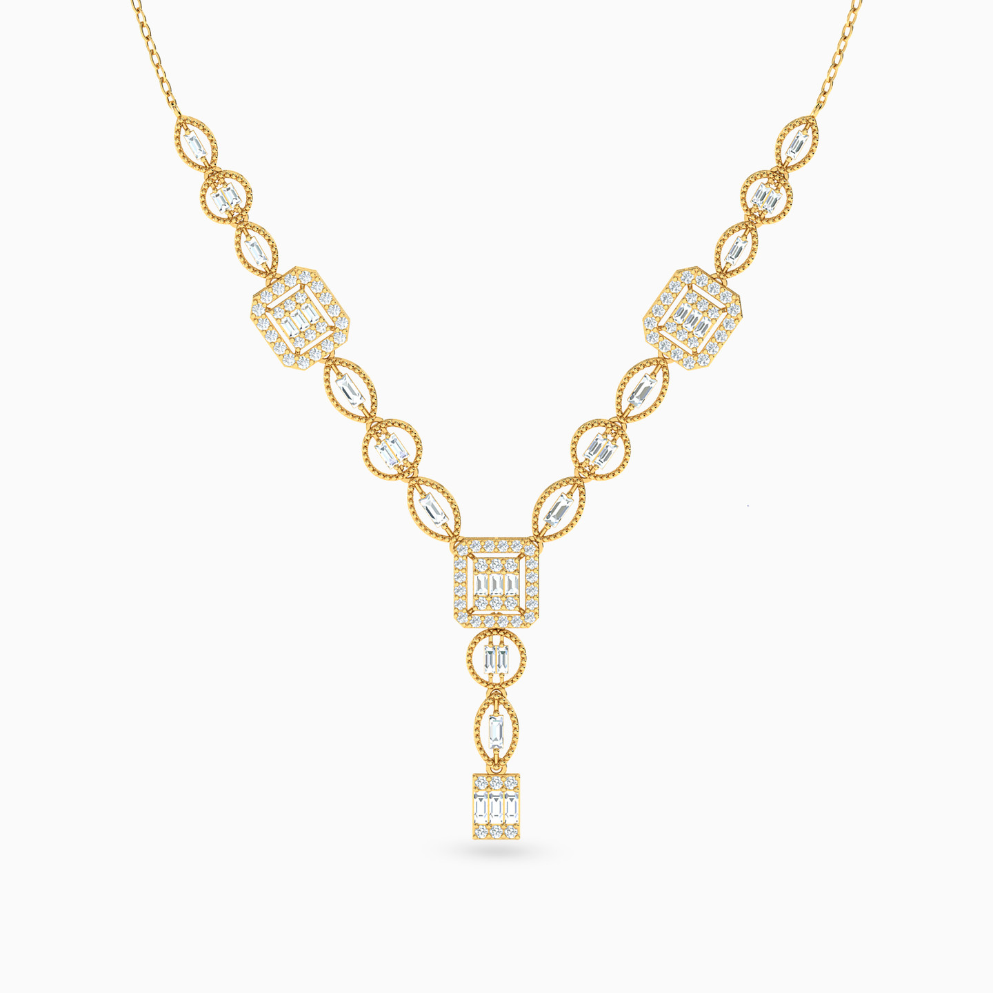 Octagon Cubic Zirconia Full Set in 18K Gold (4 Pieces) - 5 Octagon Cubic Zirconia Full Set in 18K Gold (4 Pieces) - 5