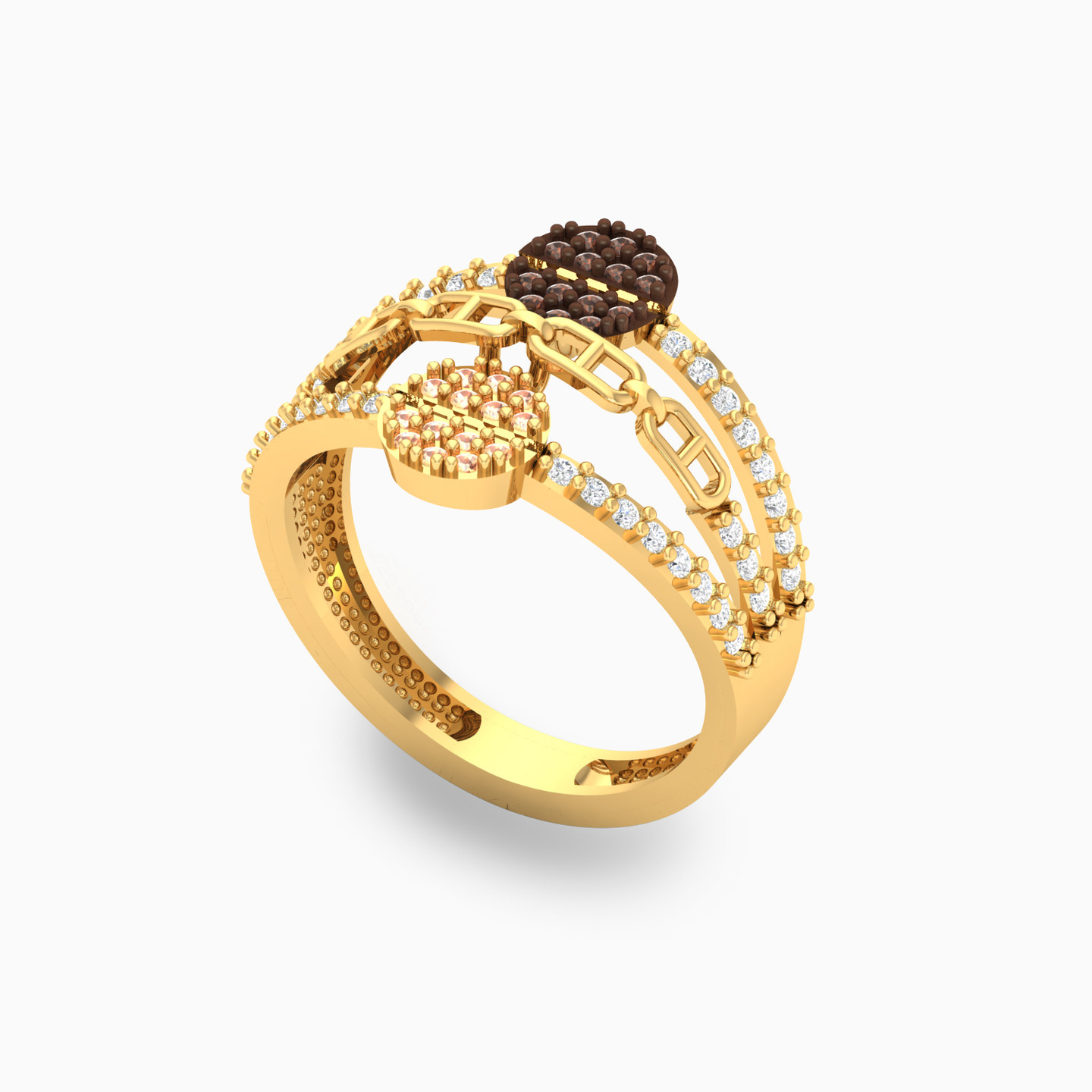 Circle Colored Stones Ring in 18K Gold - 2 Circle Colored Stones Ring in 18K Gold - 2