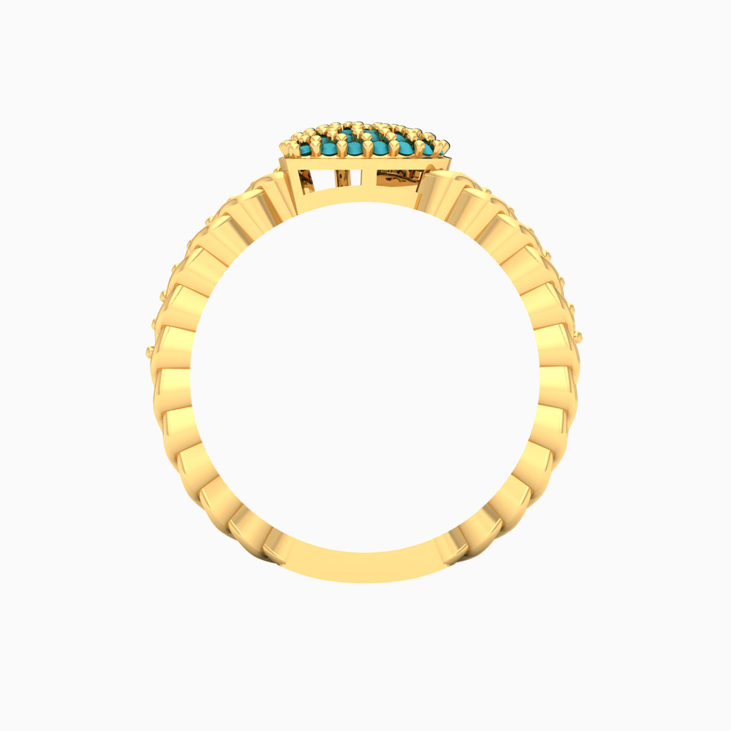 18K Gold Colored Stones Statement Ring - 3