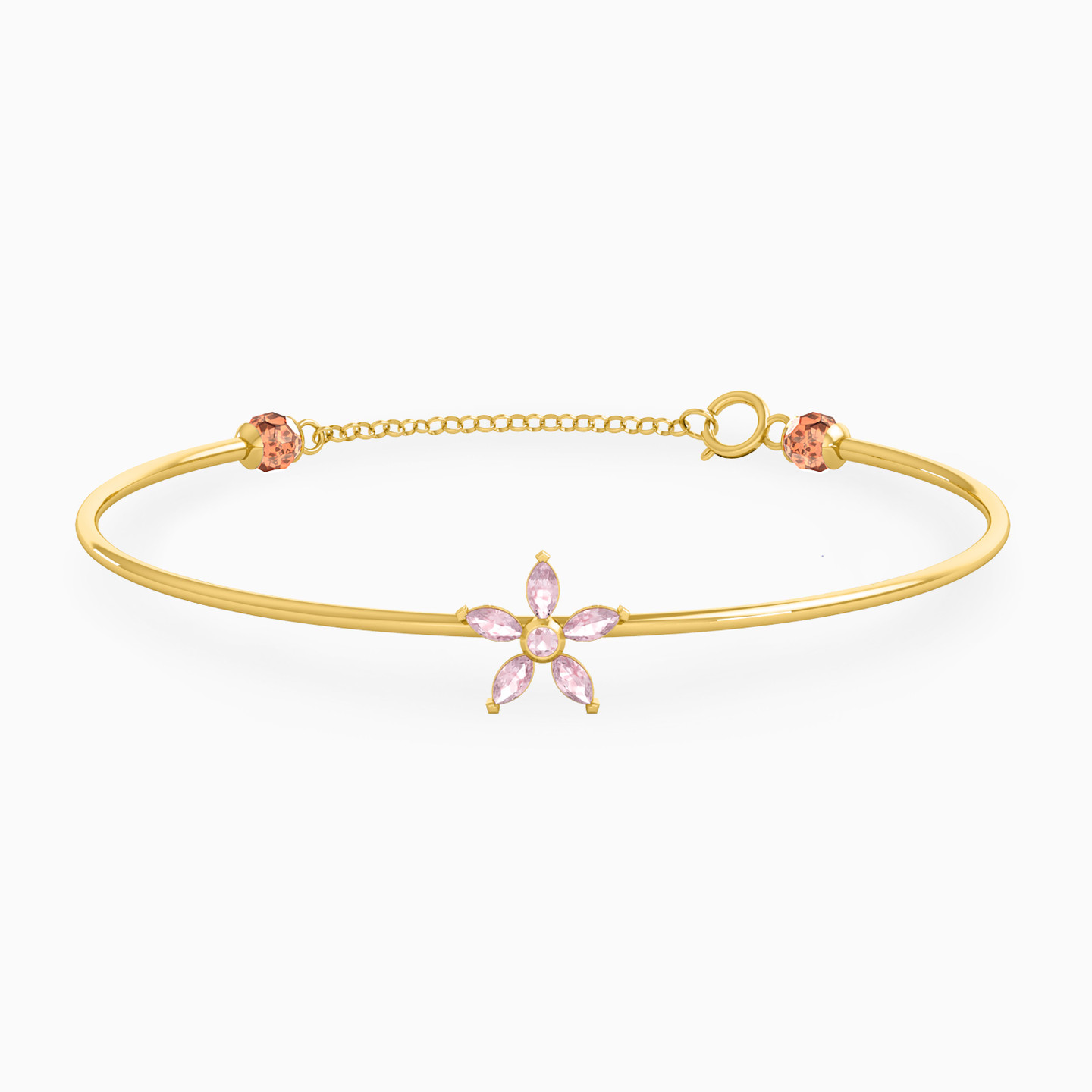 Flower Rose Stone Bangle Bracelet in 18K Gold Flower Rose Stone Bangle Bracelet in 18K Gold