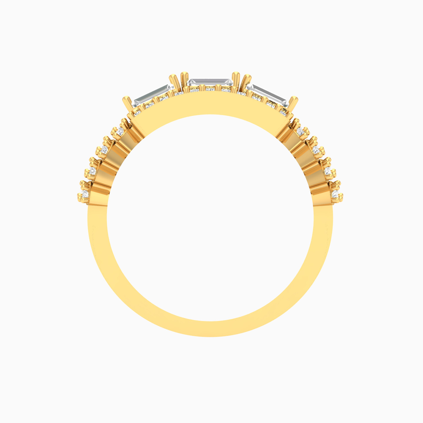 Baguette Cubic Zirconia Ring in 18K Gold - 3 Baguette Cubic Zirconia Ring in 18K Gold - 3