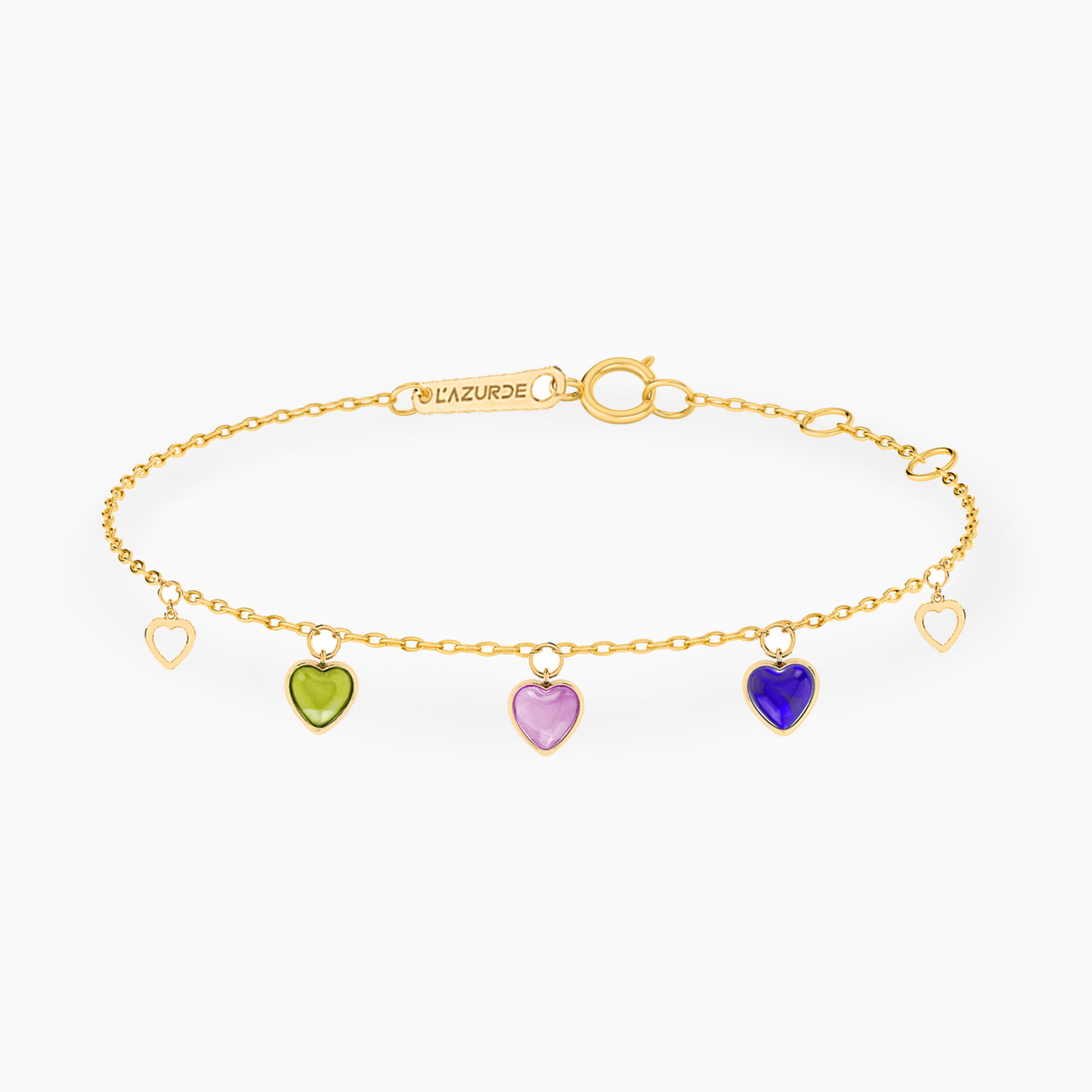 18K Gold Colored Stones Chain Bracelet