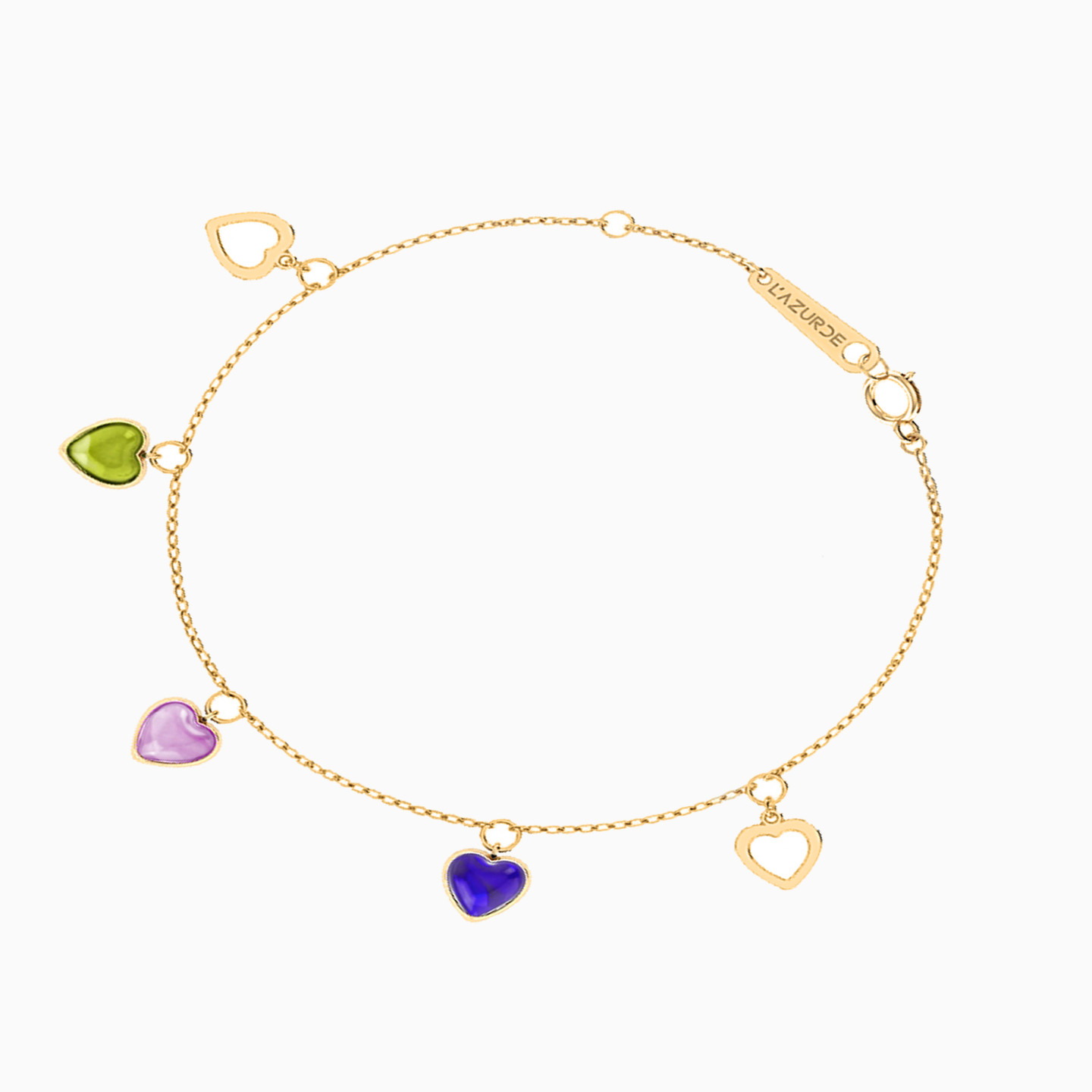 18K Gold Colored Stones Chain Bracelet - 2