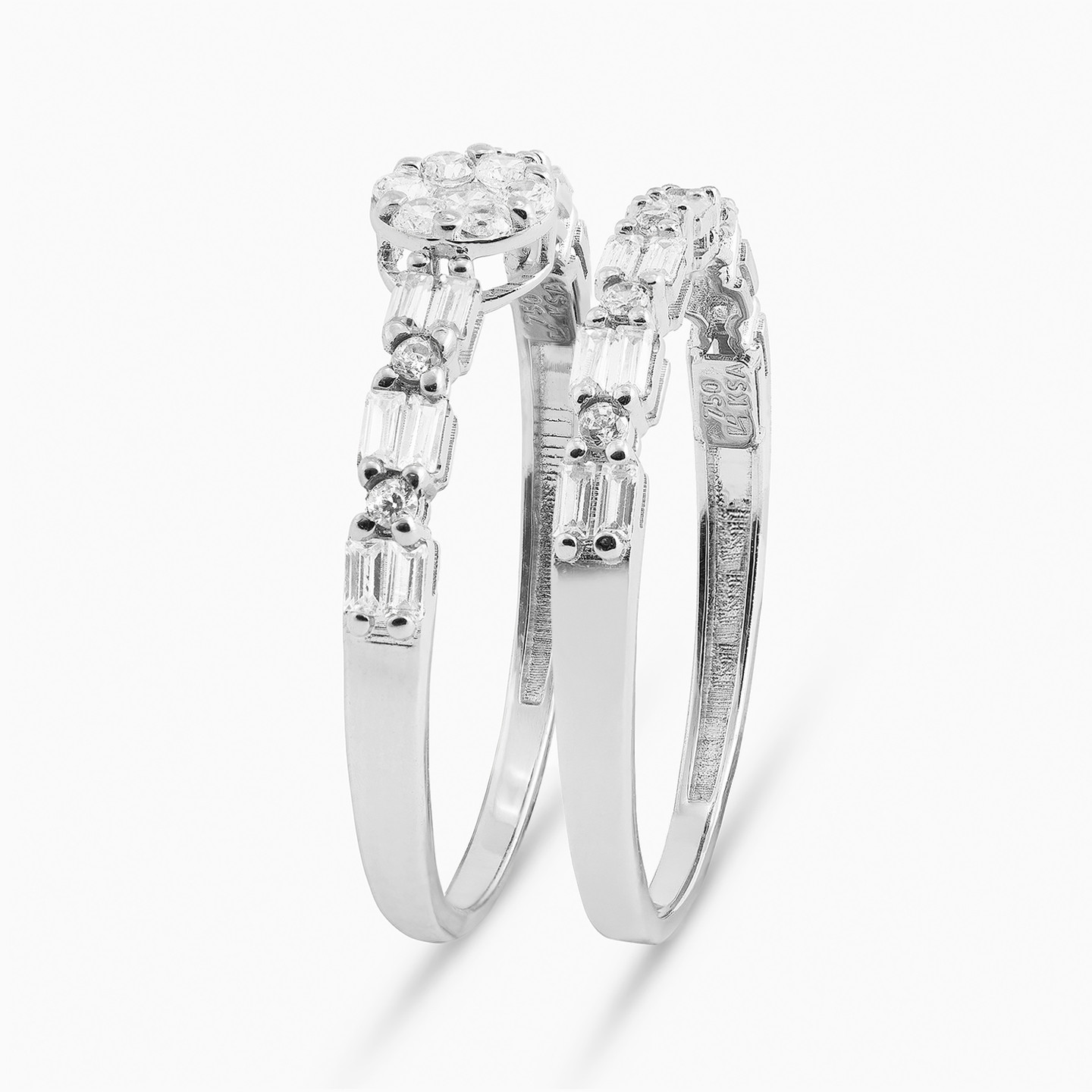 18K Gold Cubic Zirconia Twin Rings