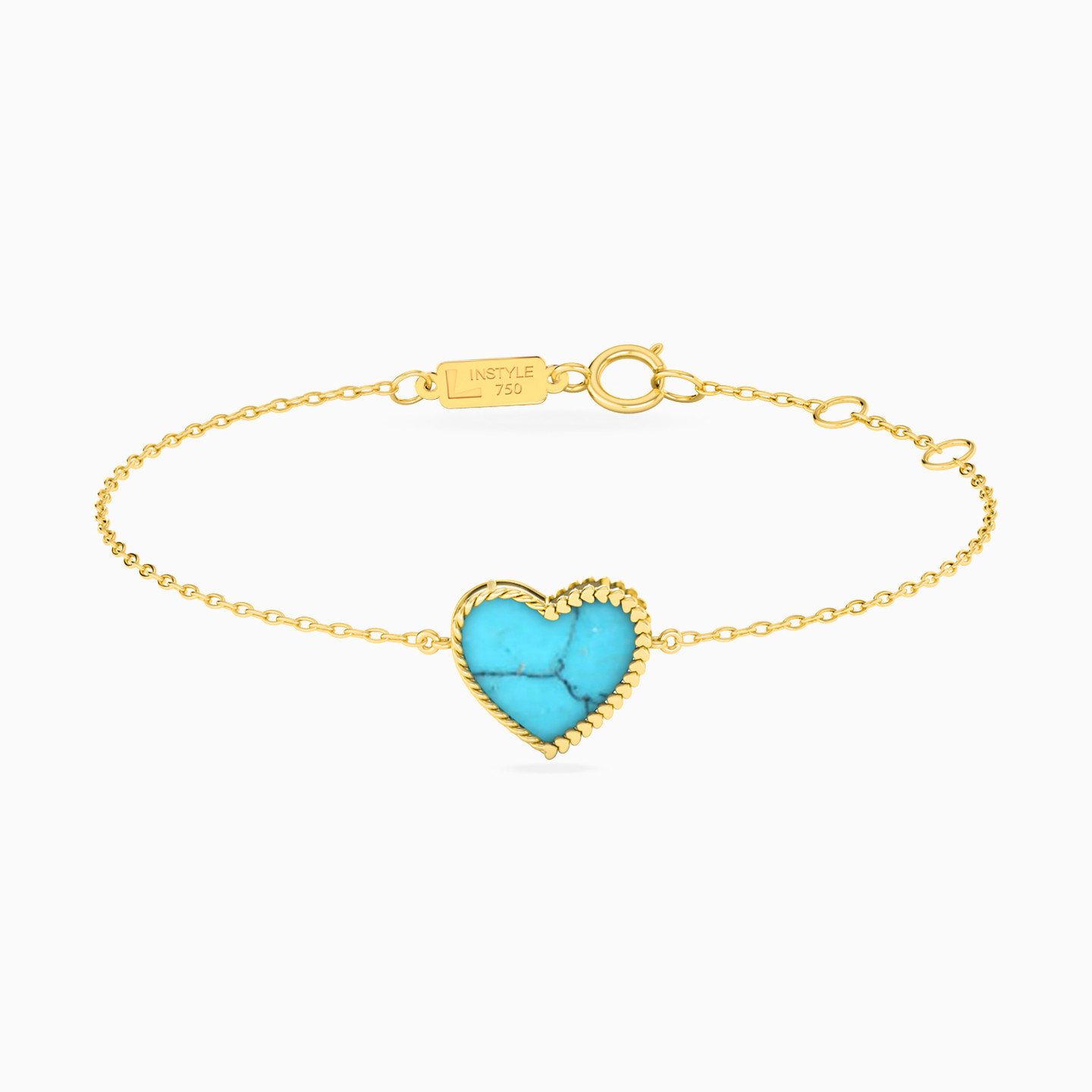 Heart Colored Stones Chain Bracelet in 18K Gold