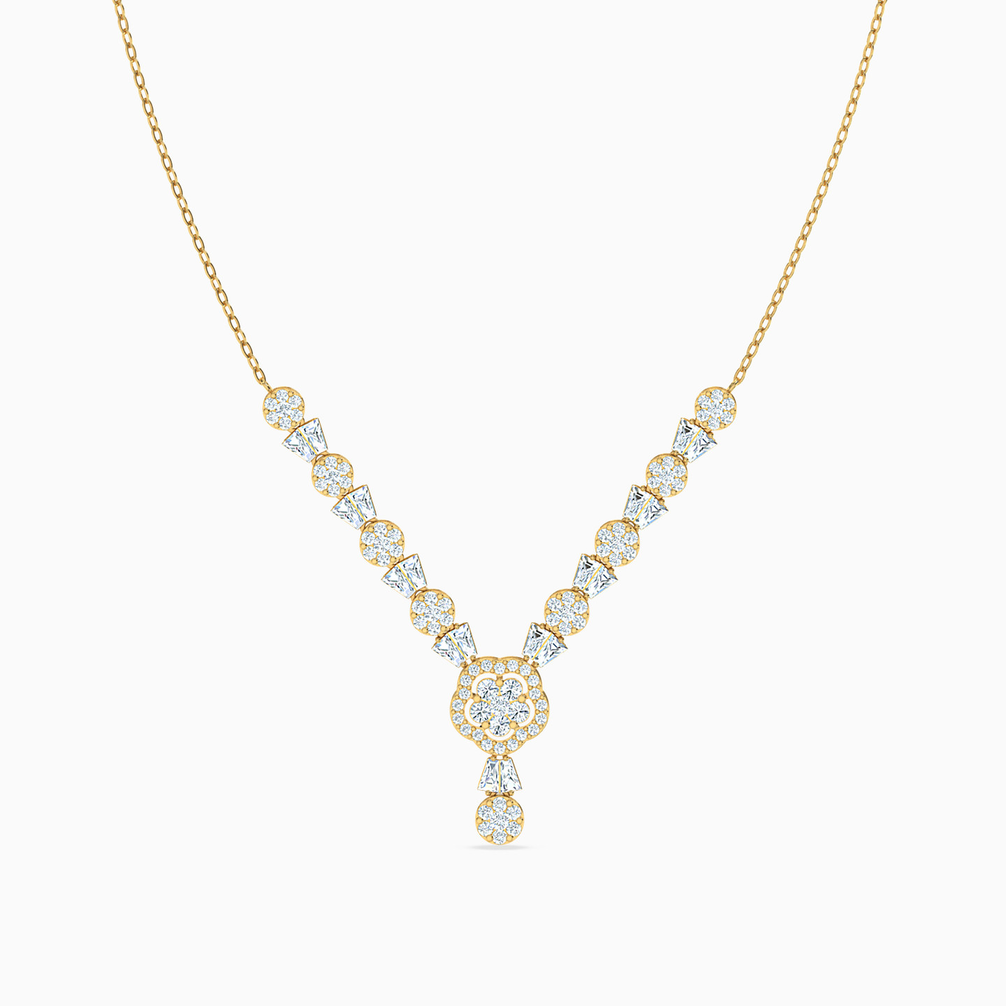 Flower Cubic Zirconia Full Set in 18K Gold (4 Pieces) - 2 Flower Cubic Zirconia Full Set in 18K Gold (4 Pieces) - 2