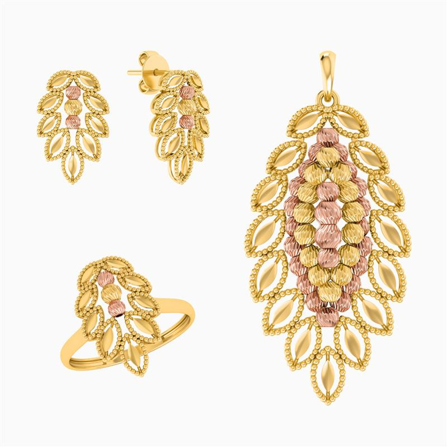 نصف طقم ورقة شجر  عيار 21 قيراط (3 قطع)  