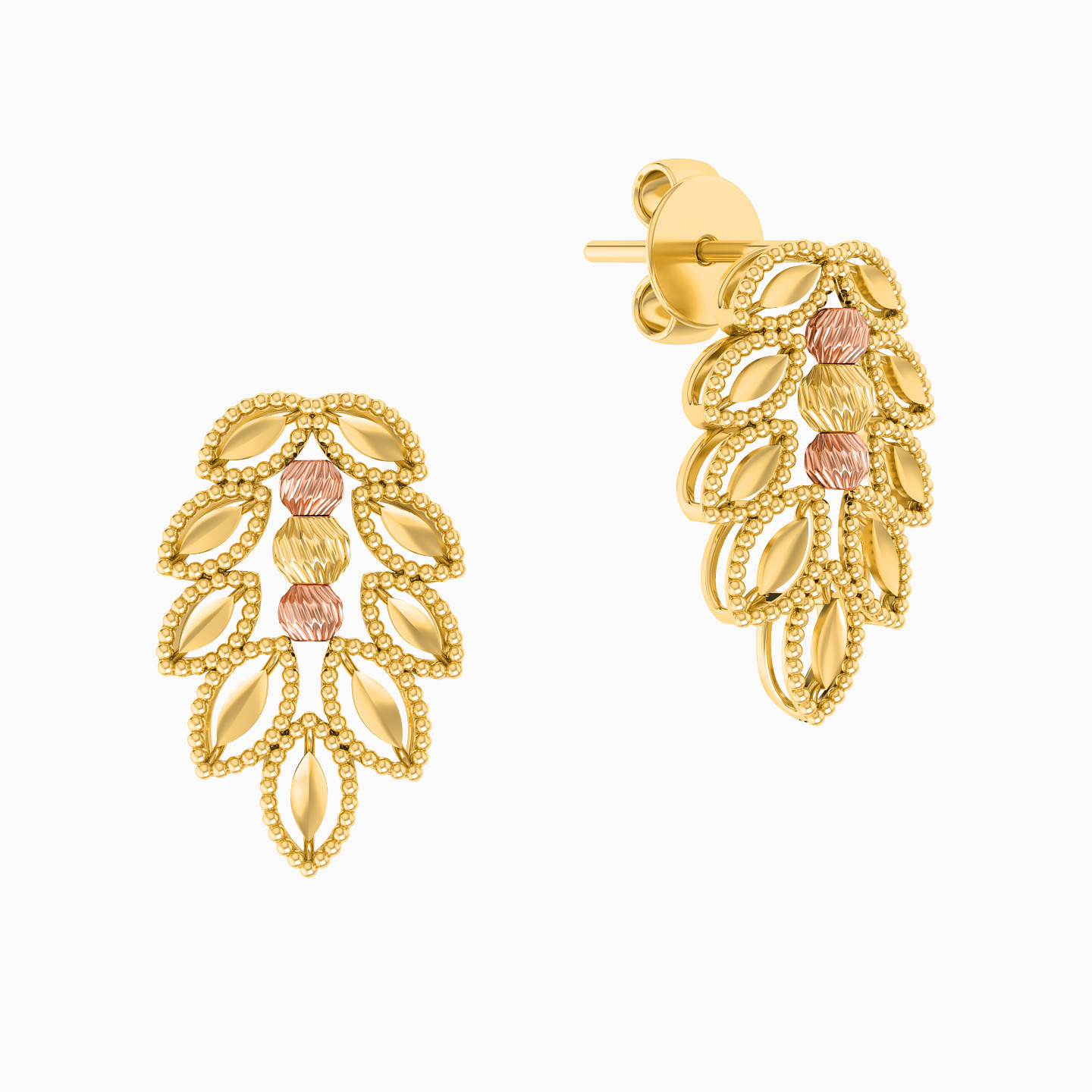 نصف طقم ورقة شجر  عيار 21 قيراط (3 قطع)   - 4