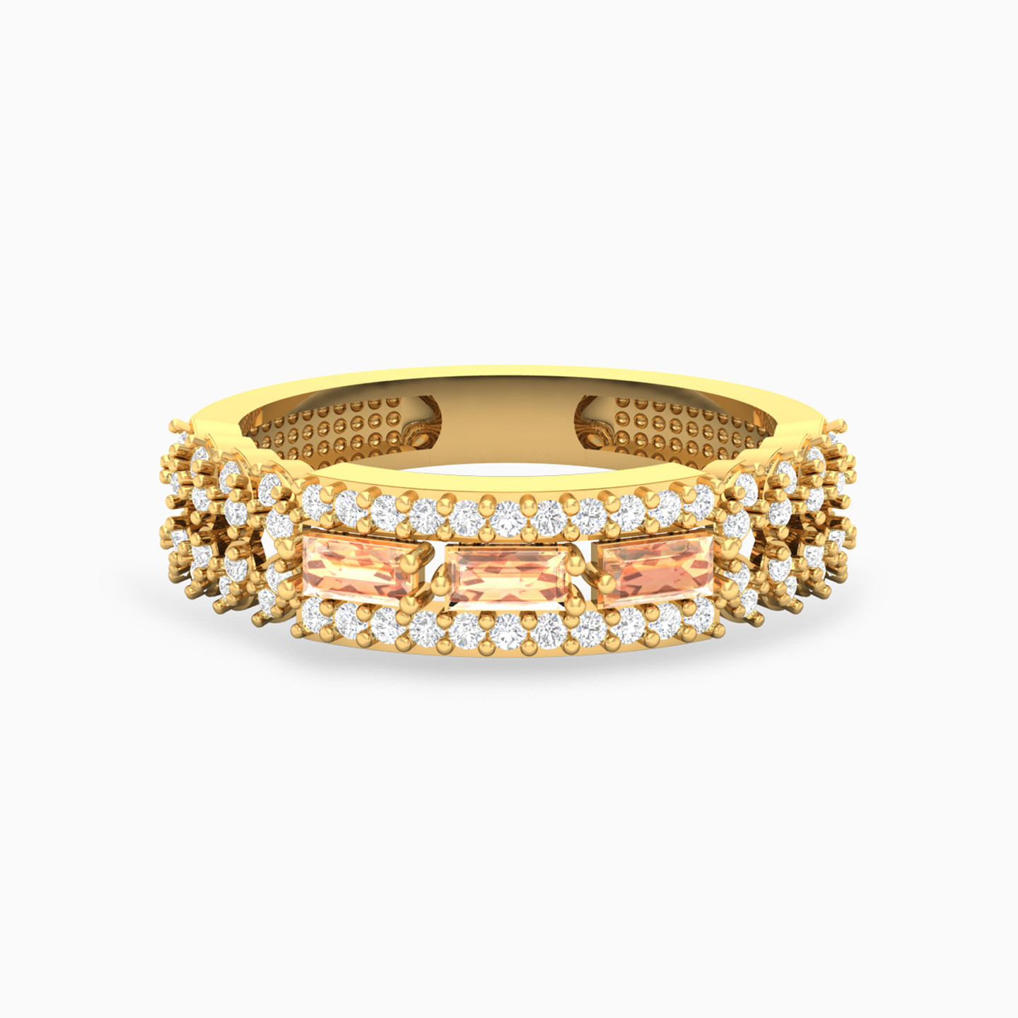 Baguette Colored Stones Half Set in 18K Gold - 2 pieces - 3