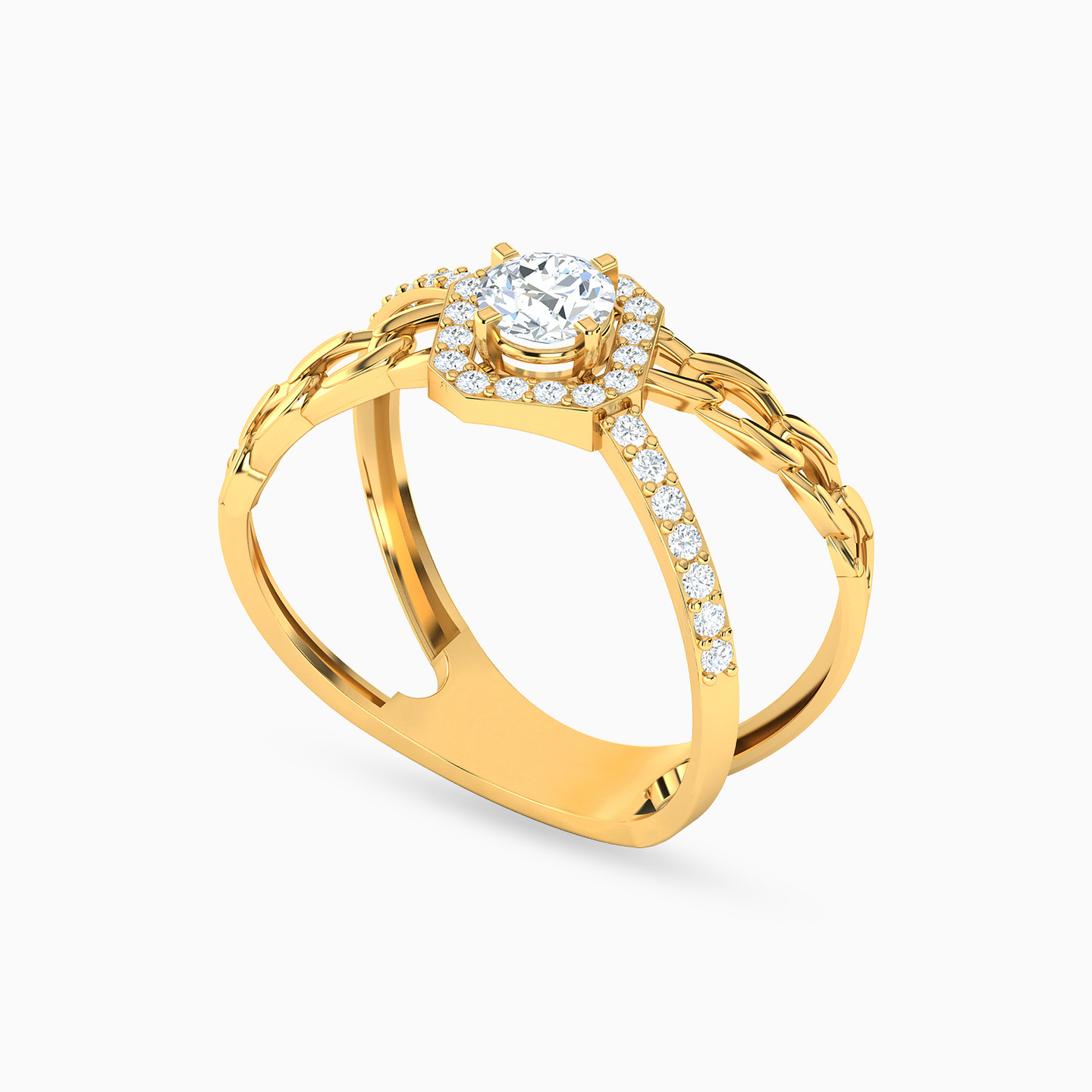 Twist Cubic Zirconia Ring in 21K Gold - 2 Twist Cubic Zirconia Ring in 21K Gold - 2