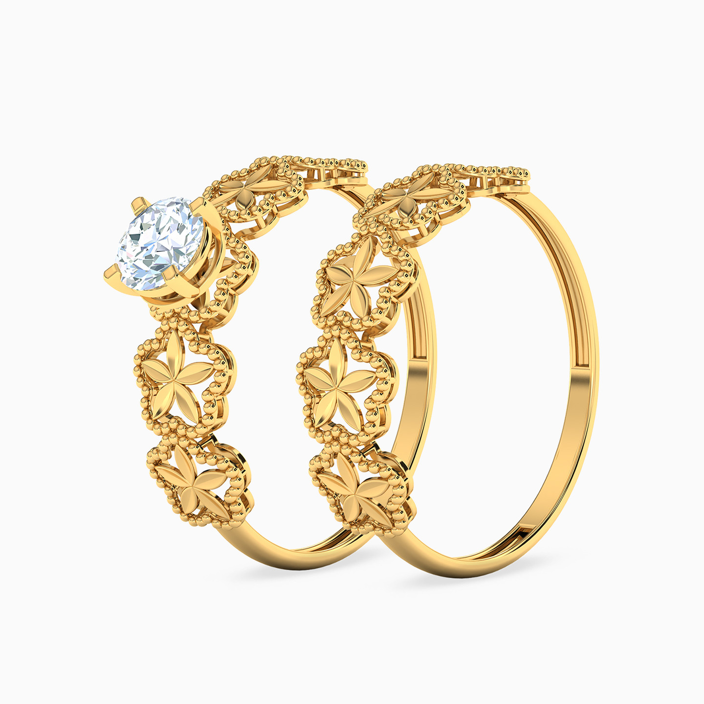 21K Gold Cubic Zirconia Twins Ring