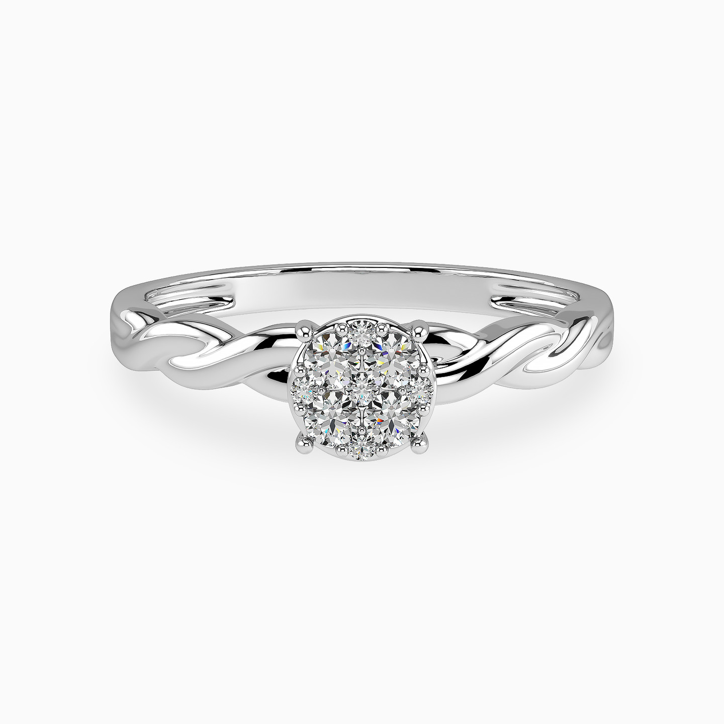 خاتم توينز ذهب دائري عيار 18 قيراط مزين بالألماس - 5 خاتم توينز ذهب دائري عيار 18 قيراط مزين بالألماس - 5