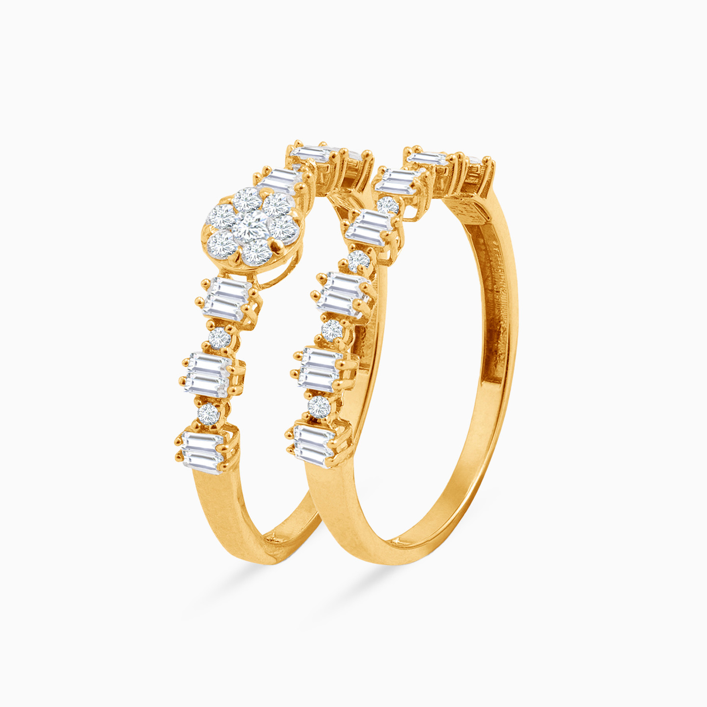 18K Gold Cubic Zirconia Twin Rings