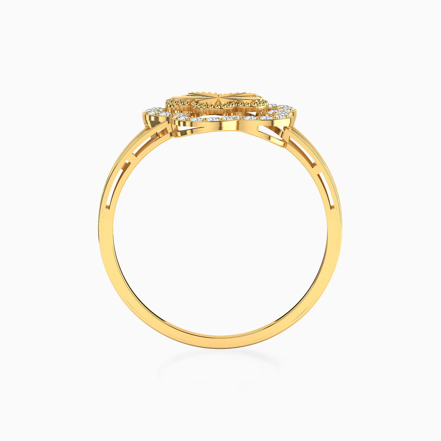 Flower Cubic Zirconia Ring in 21K Gold - 3 Flower Cubic Zirconia Ring in 21K Gold - 3