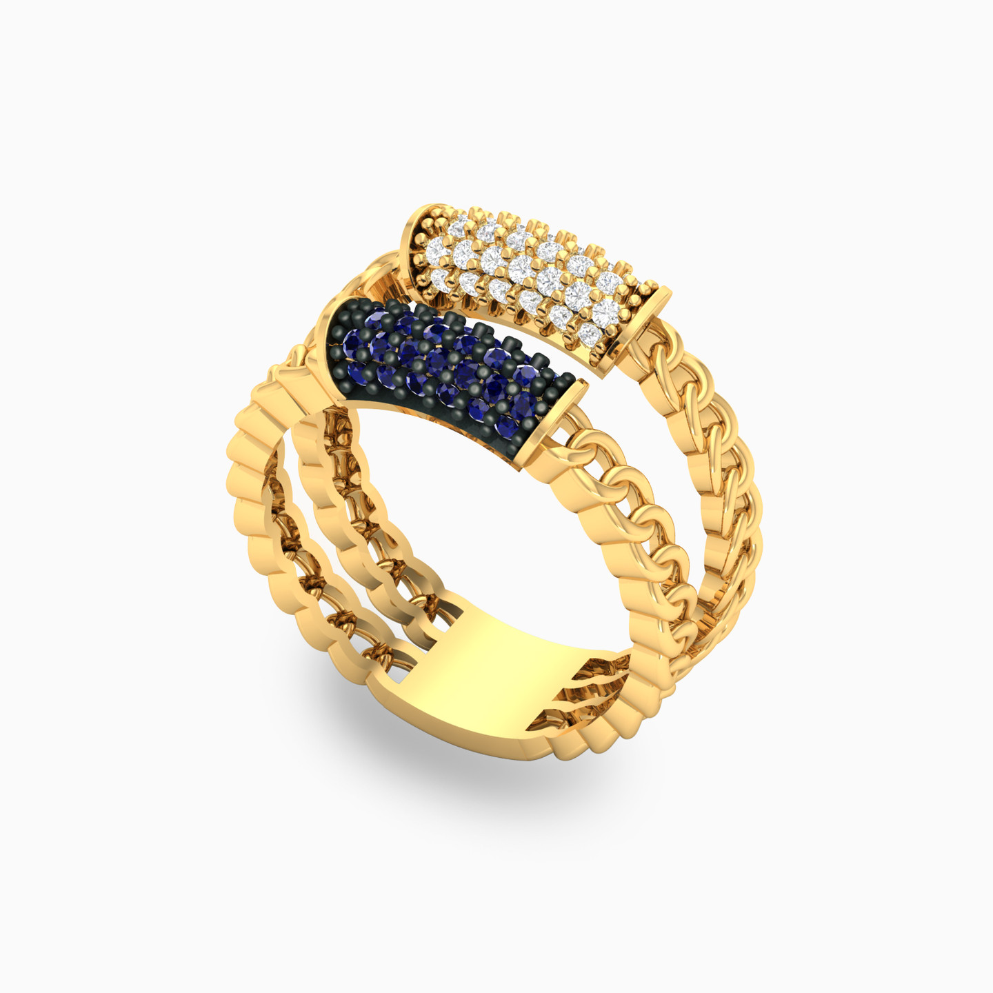 18K Gold Colored Stones Statement Ring - 2