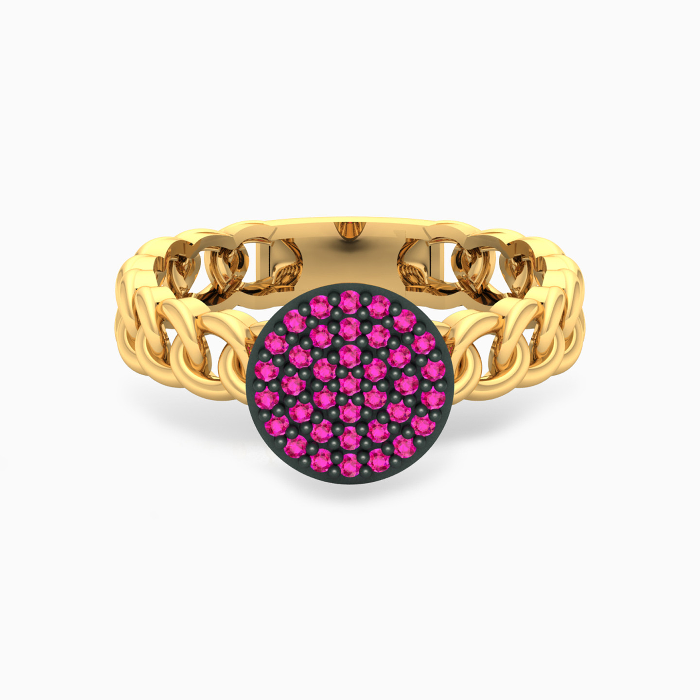 18K Gold Colored Stones Statement Ring