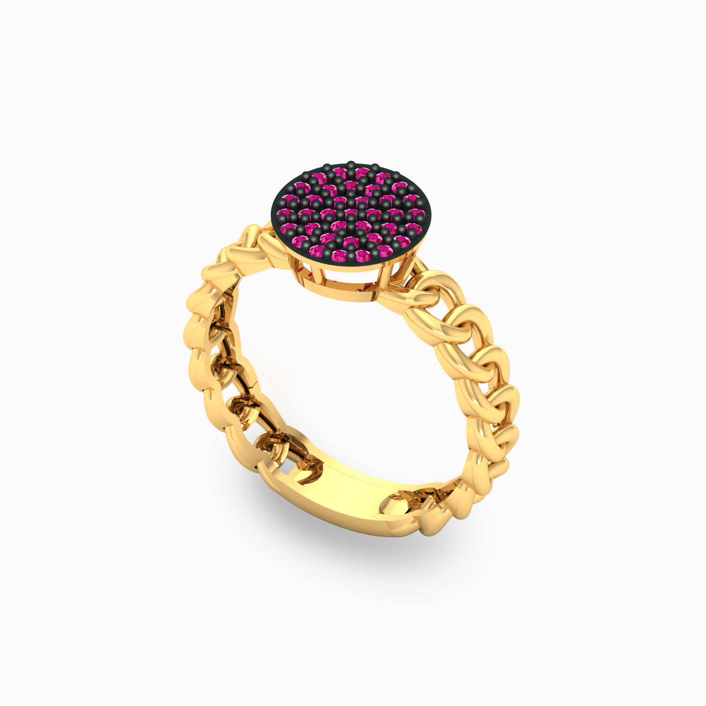 18K Gold Colored Stones Statement Ring - 2