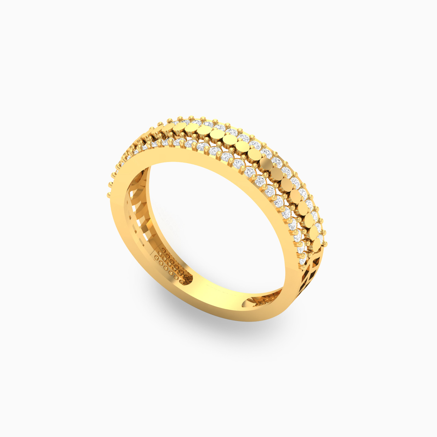 Circle Cubic Zirconia Ring in 18K Gold - 2 Circle Cubic Zirconia Ring in 18K Gold - 2