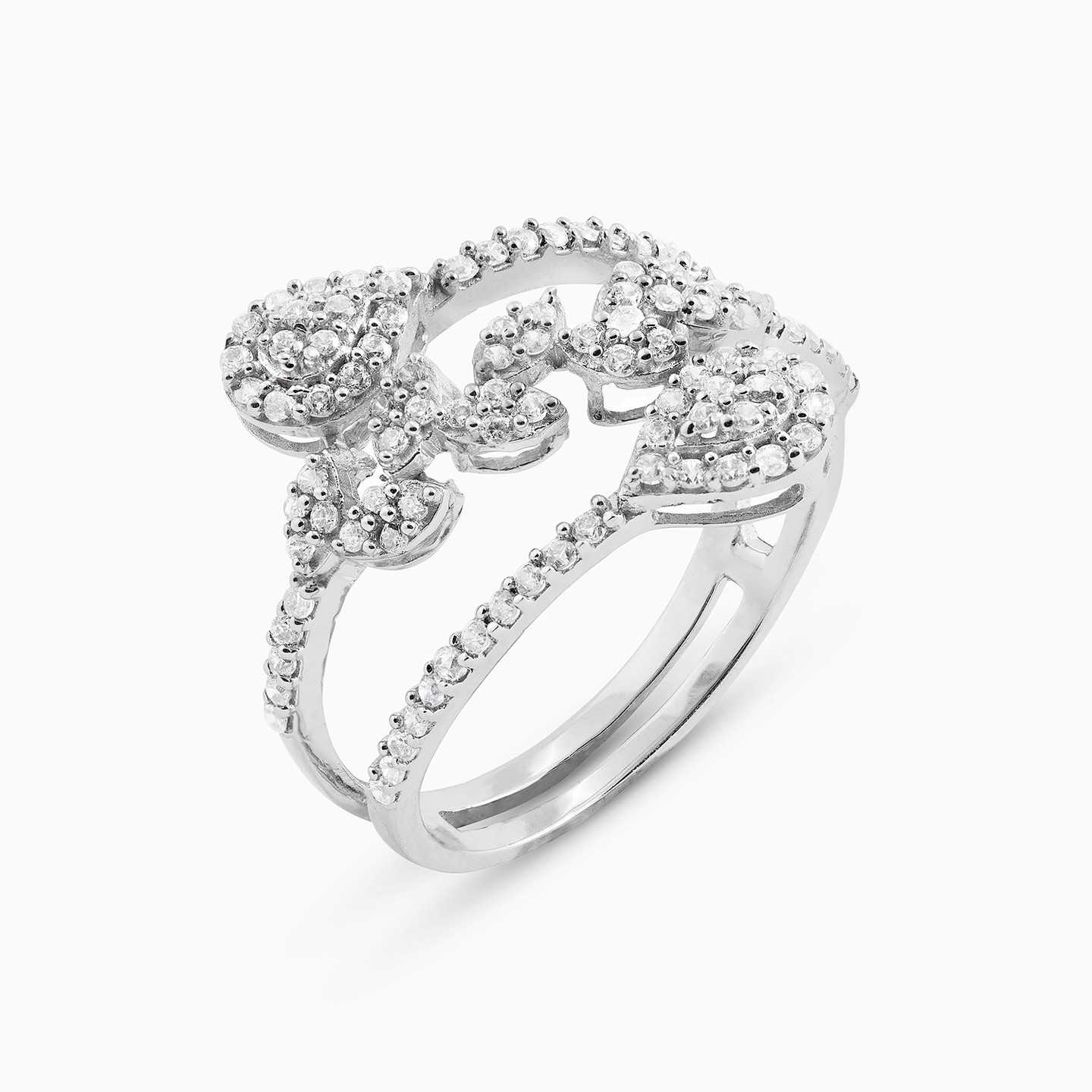 خاتم ذهب شكل قطرة عيار 18 قيراط مزين بأحجار الزركون - 2 خاتم ذهب شكل قطرة عيار 18 قيراط مزين بأحجار الزركون - 2