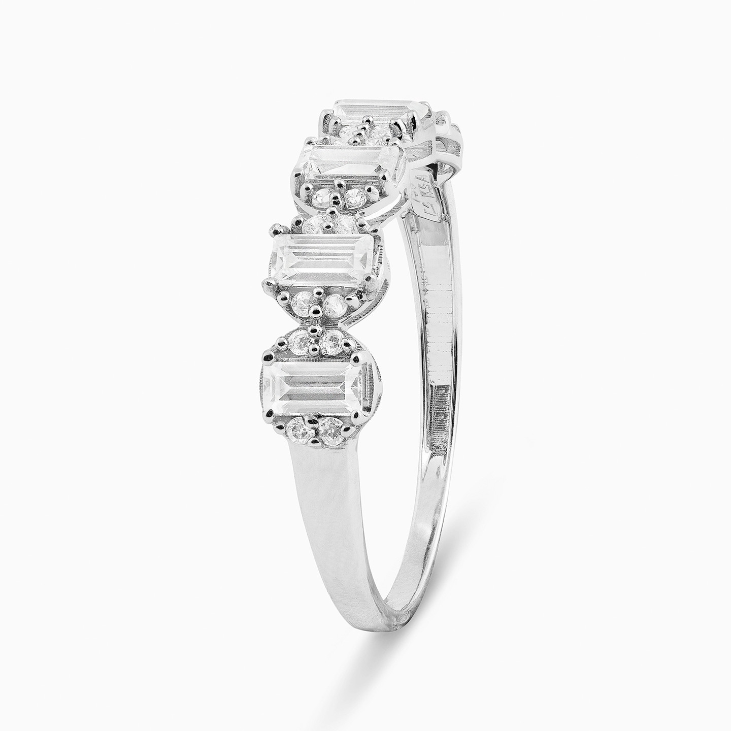 Baguette Cubic Zirconia Twin Rings in 18K Gold - 3