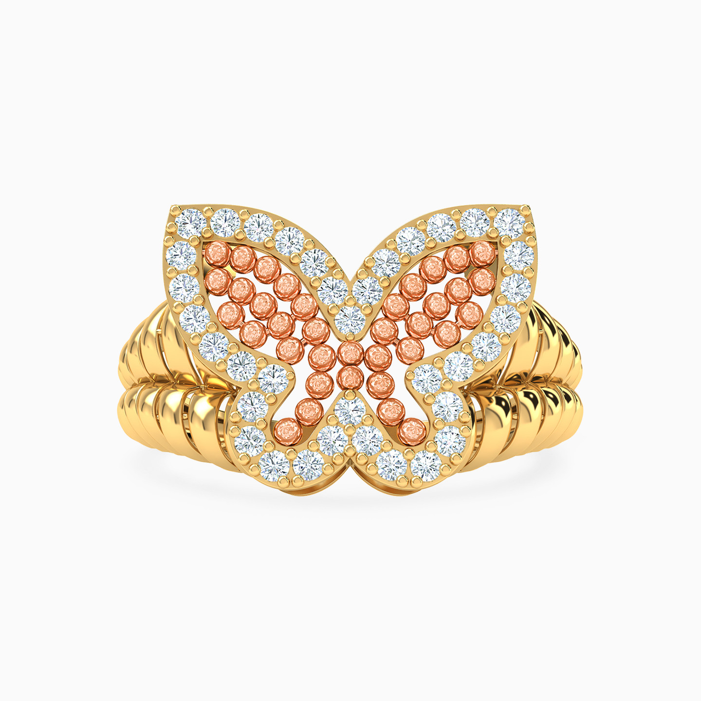 Butterfly Cubic Zirconia Ring in 21K Gold