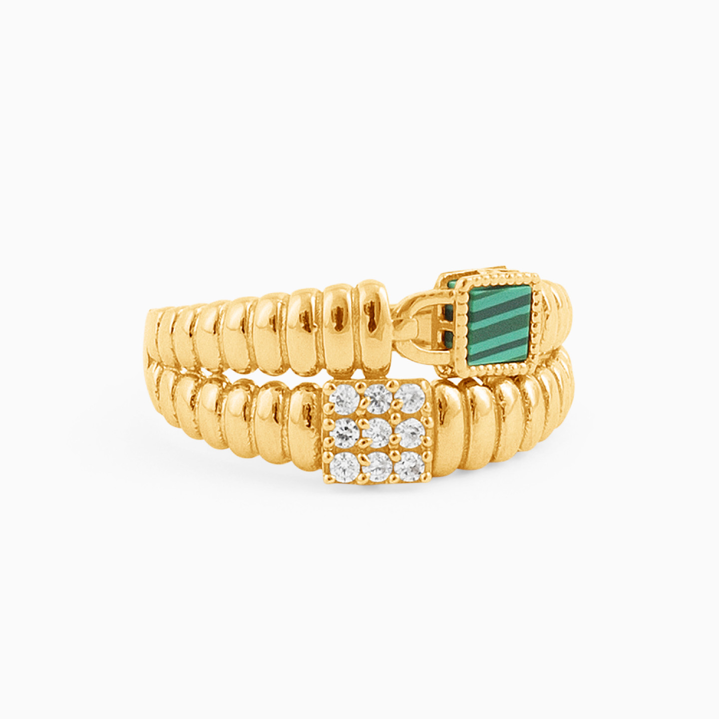 18K Gold Colored Stones Statement Ring