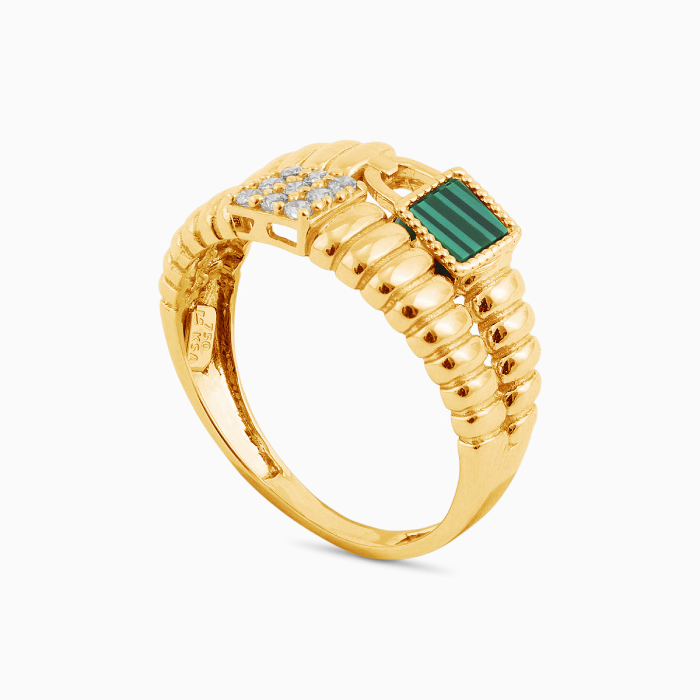 18K Gold Colored Stones Statement Ring - 2