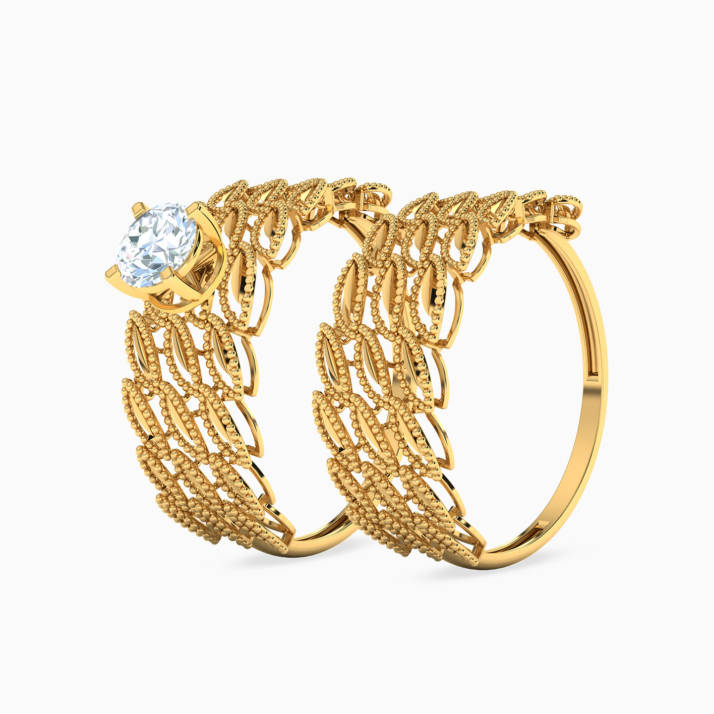 21K Gold Cubic Zirconia Twins Ring
