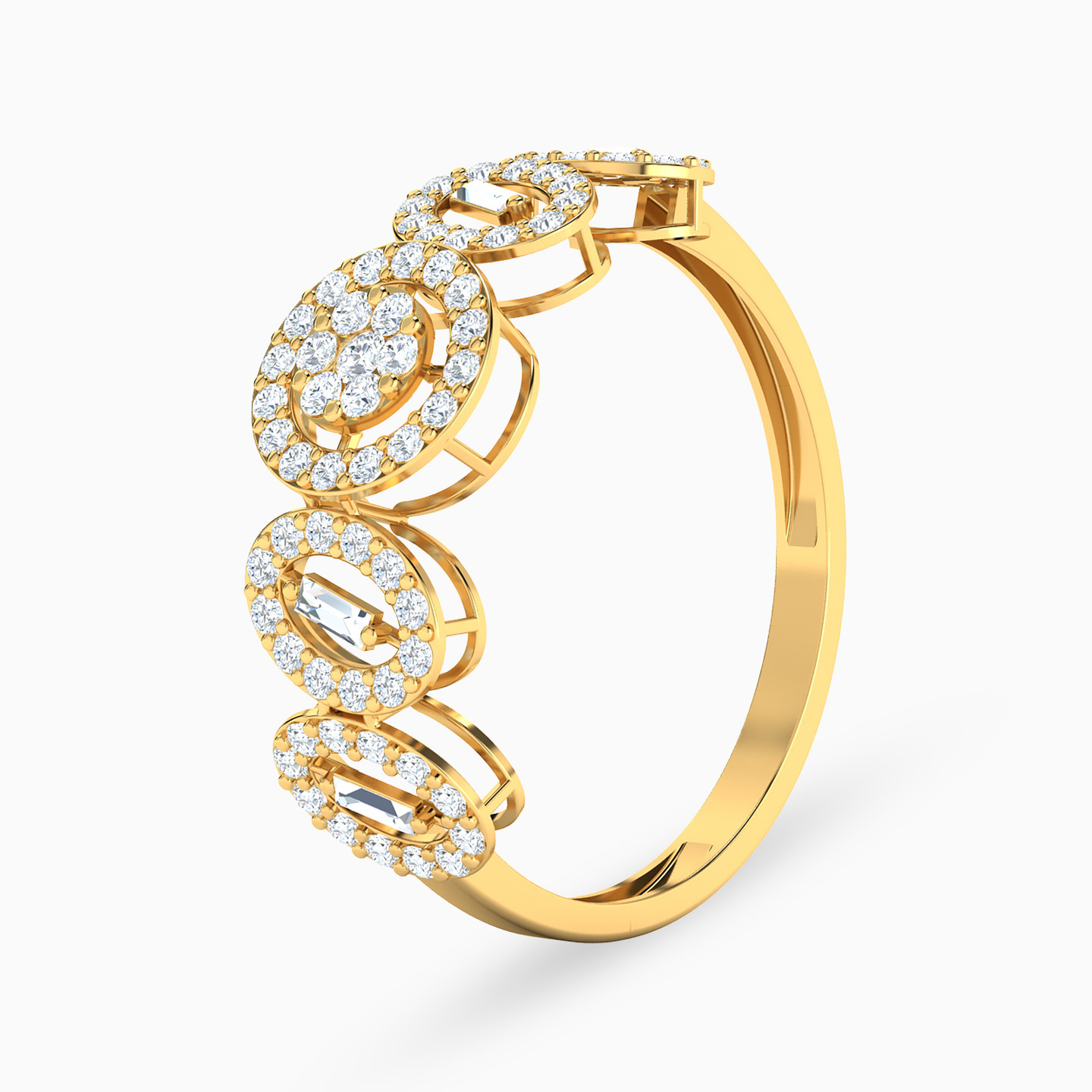 18K Gold Cubic Zirconia Twins Ring - 2