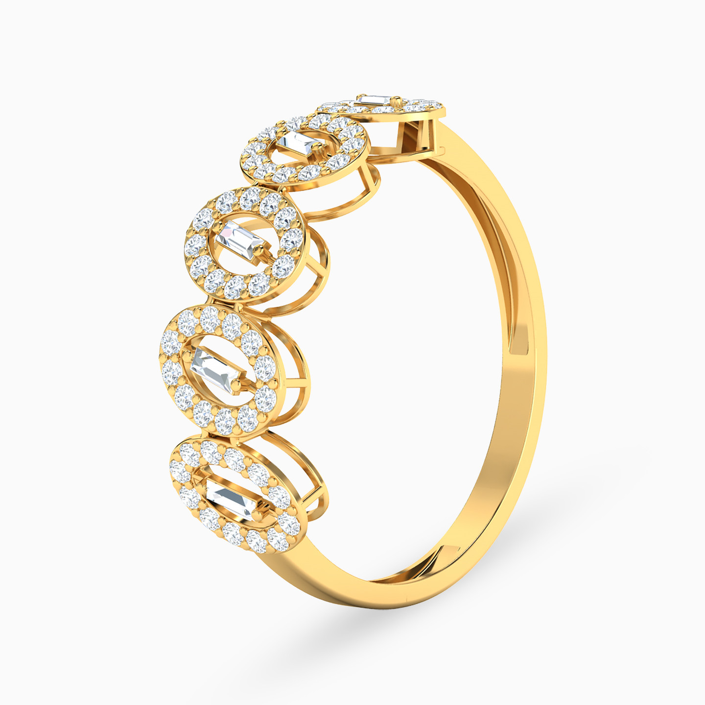 18K Gold Cubic Zirconia Twins Ring - 3