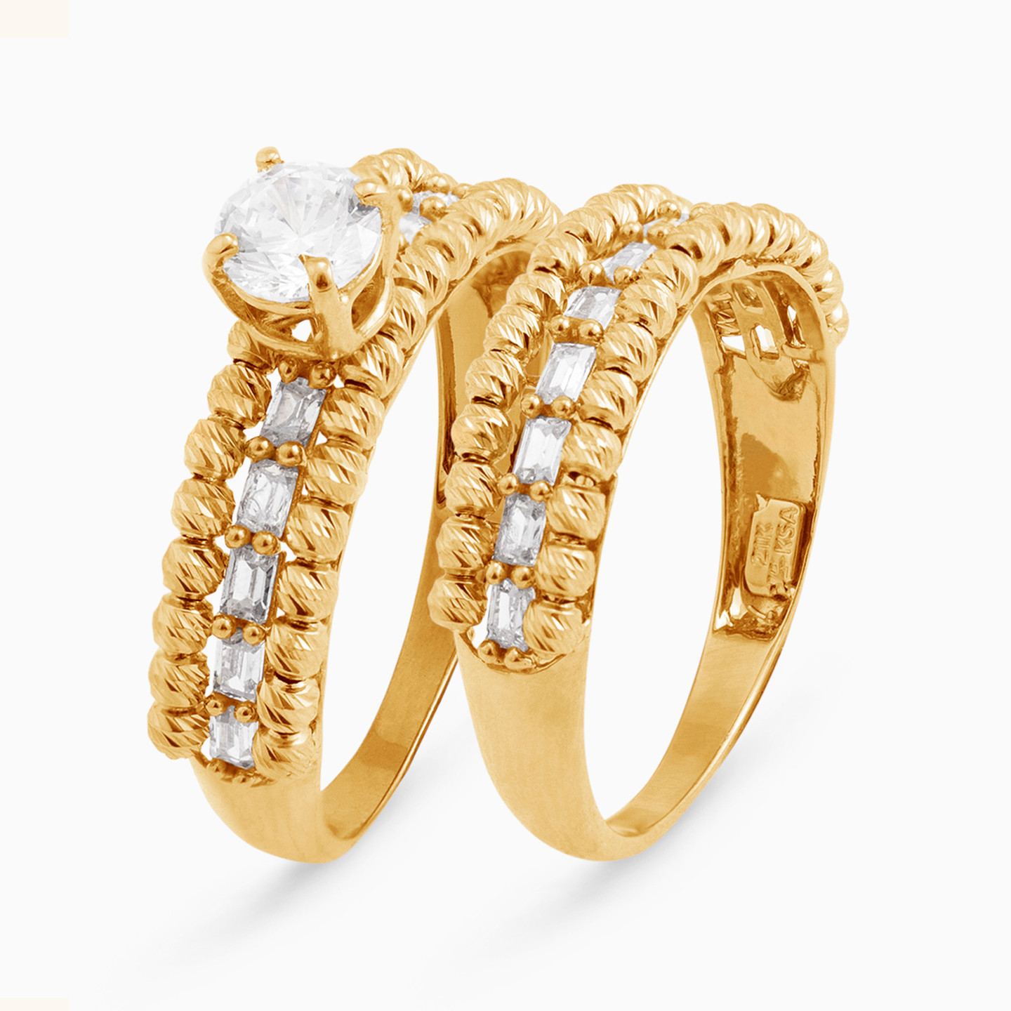 21K Gold Cubic Zirconia Twin Rings