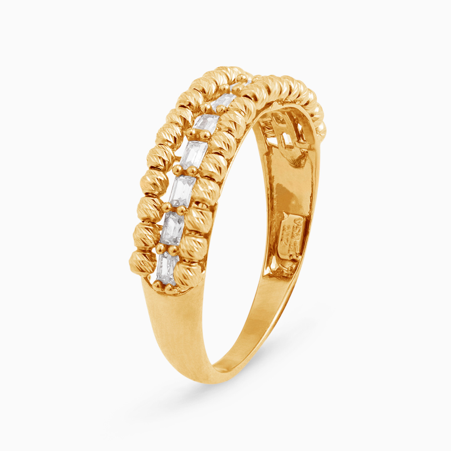 21K Gold Cubic Zirconia Twin Rings - 3