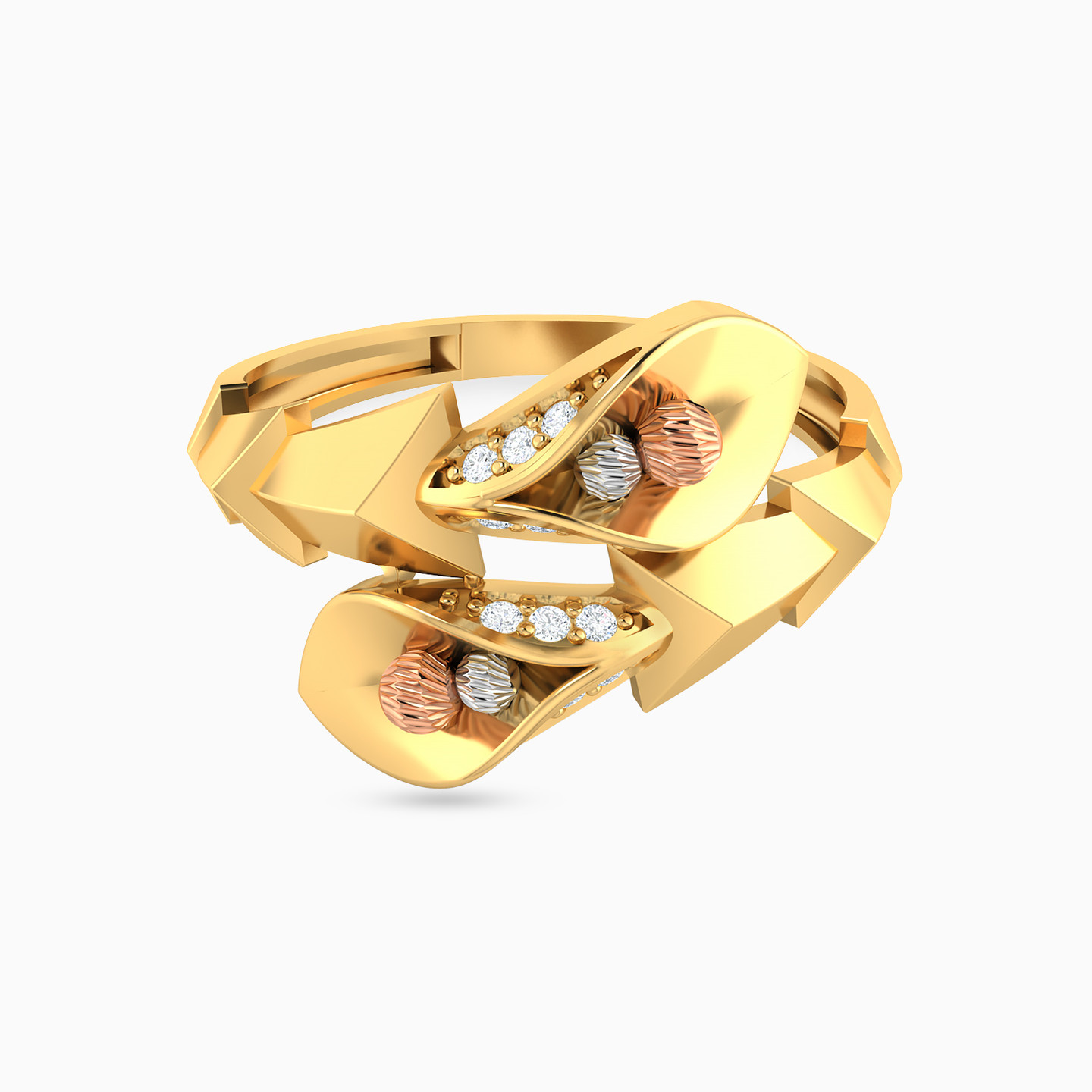 نصف طقم مائل عيار 21 قيراط مزين بأحجار الزركون (2 قطع) - 3 نصف طقم مائل عيار 21 قيراط مزين بأحجار الزركون (2 قطع) - 3