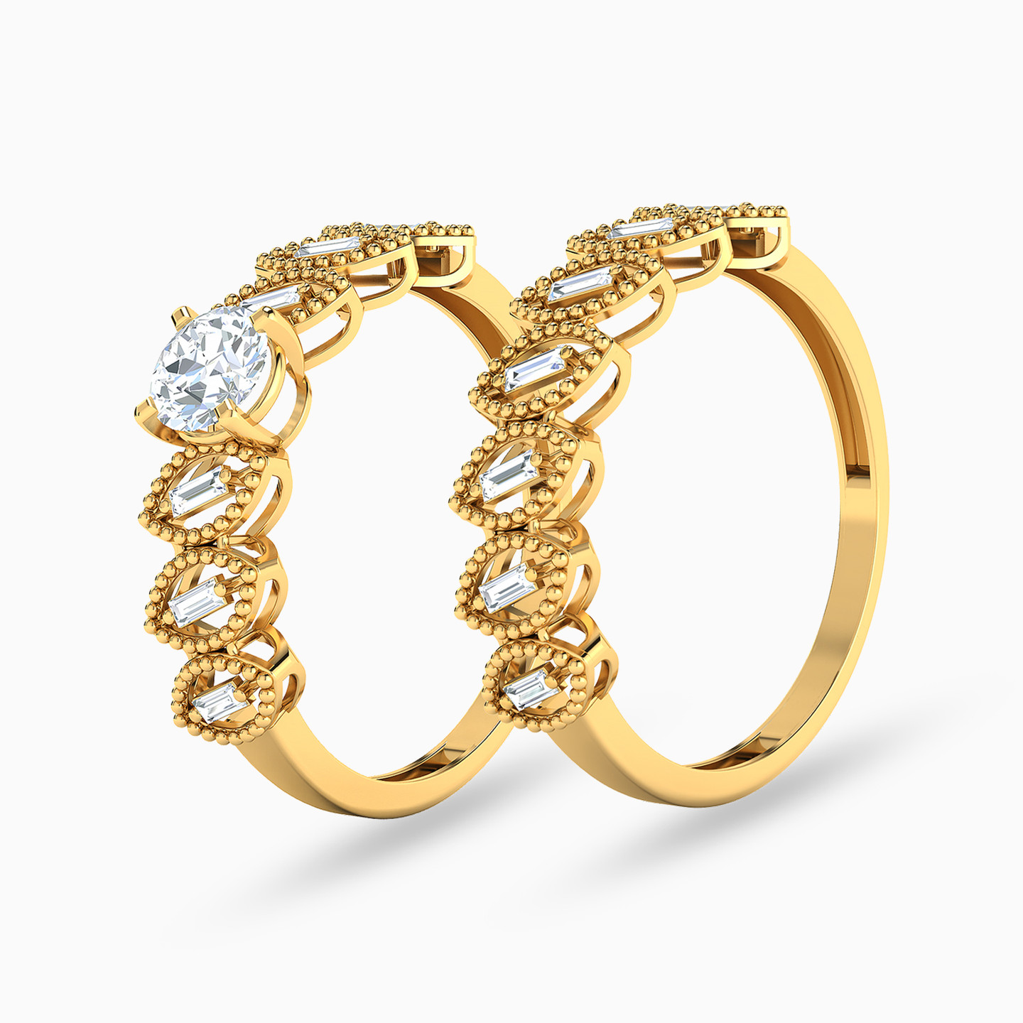 18K Gold Cubic Zirconia Twin Rings