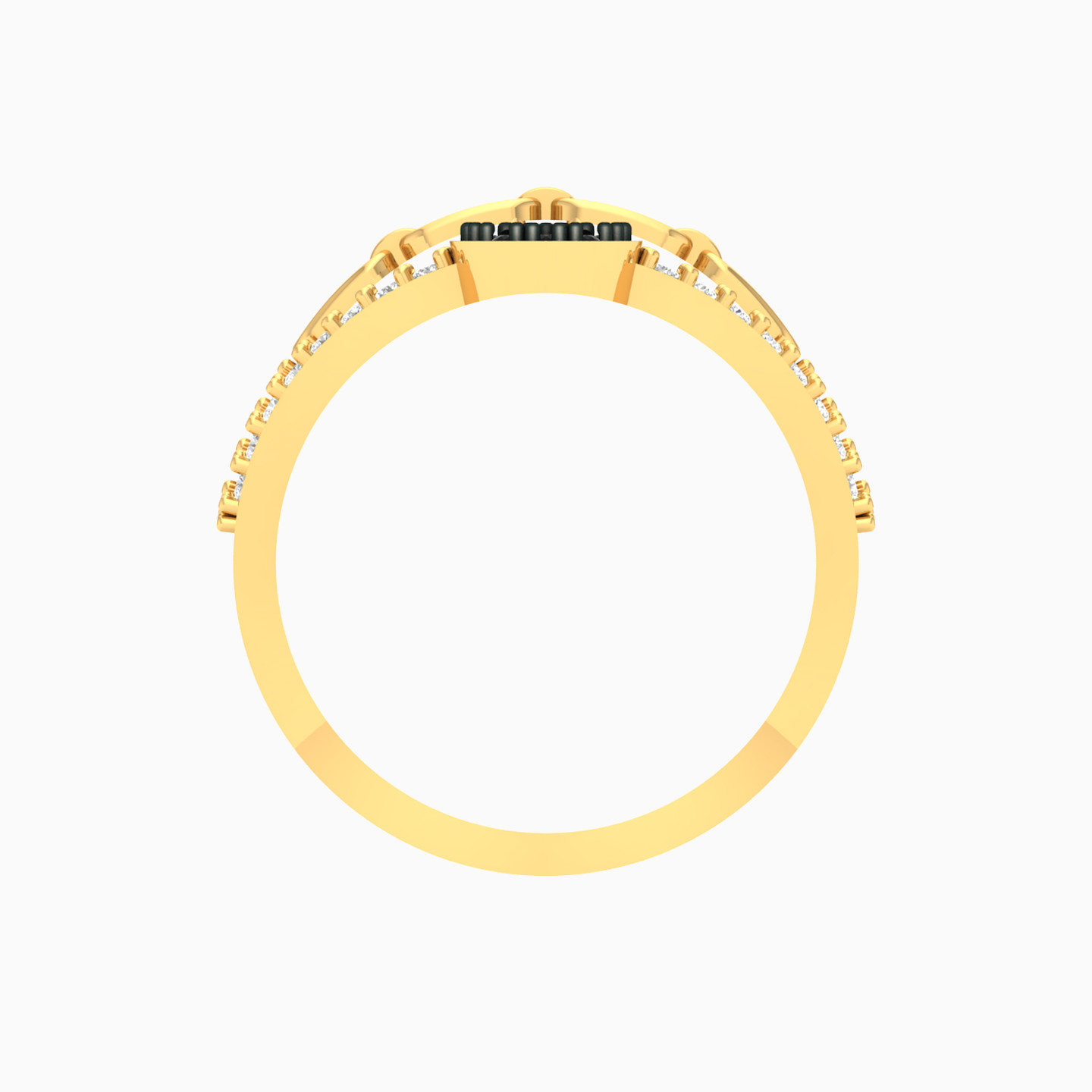 Circle Black Stone Ring in 18K Gold - 3 Circle Black Stone Ring in 18K Gold - 3