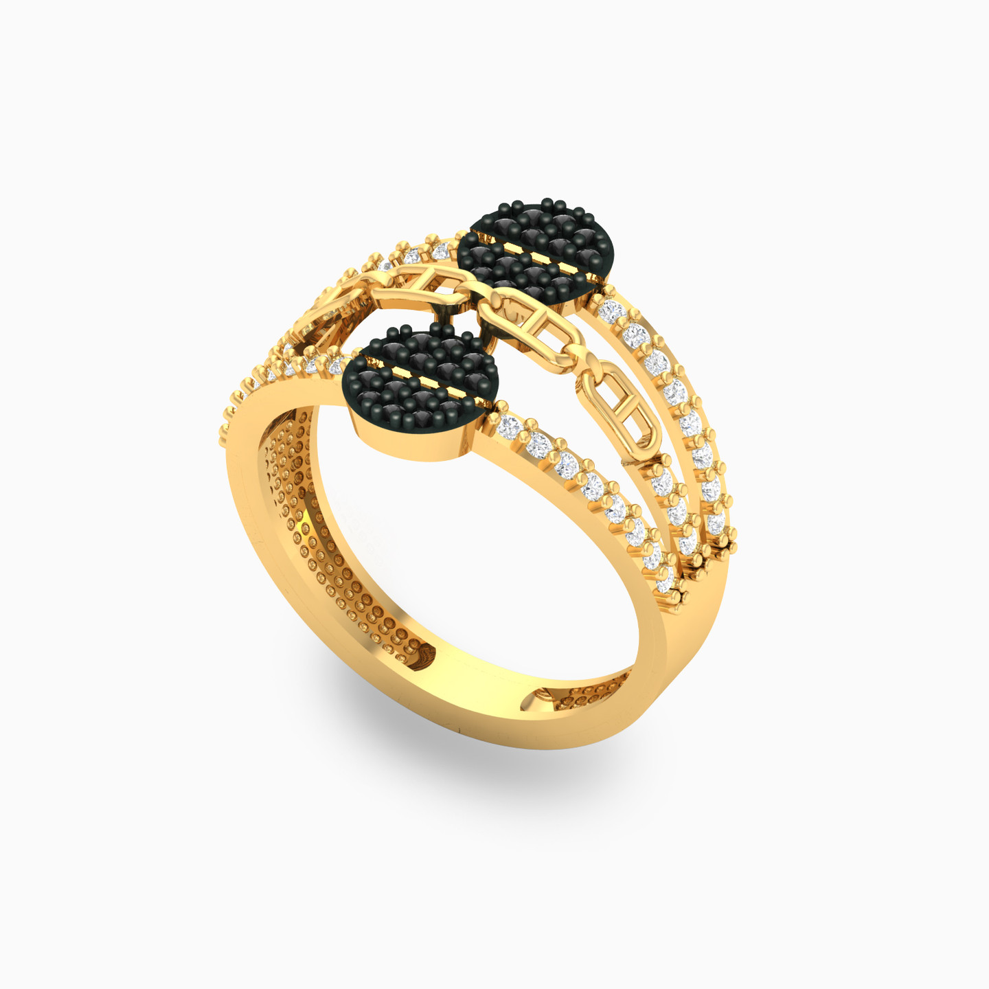 18K Gold Colored Stones Statement Ring - 2