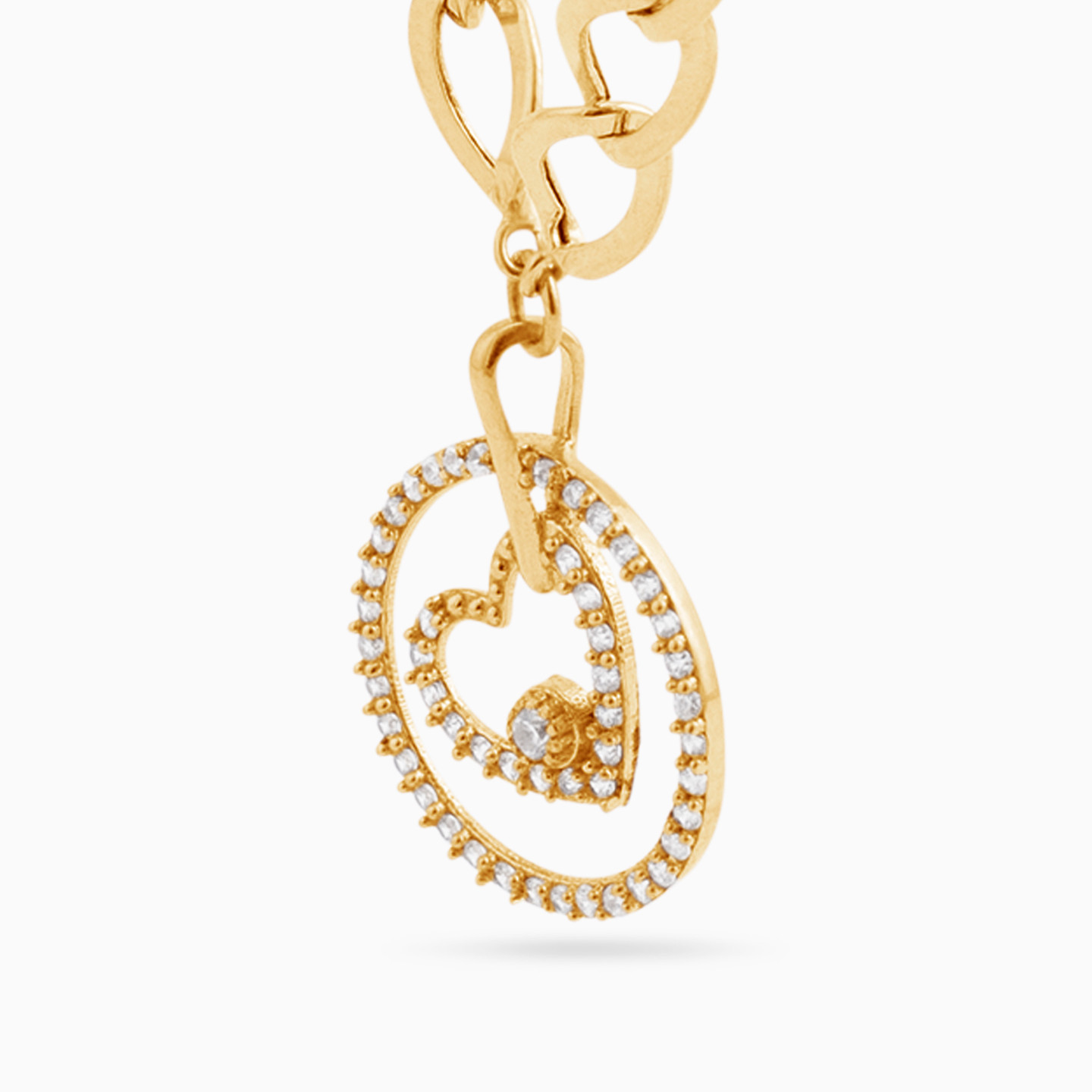 Heart Cubic Zirconia Necklace in 21K Gold - 2 Heart Cubic Zirconia Necklace in 21K Gold - 2