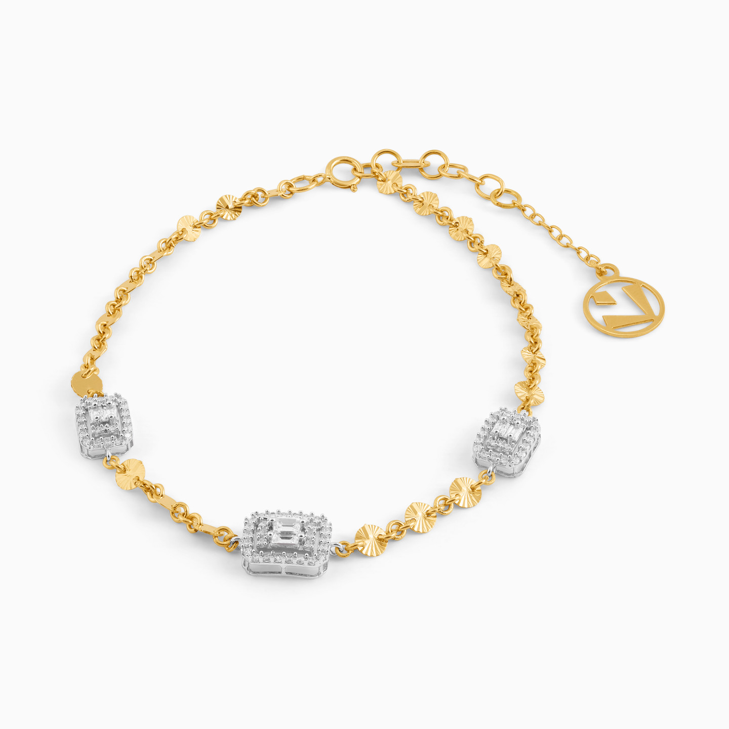 18K Gold Cubic Zirconia Chain Bracelet