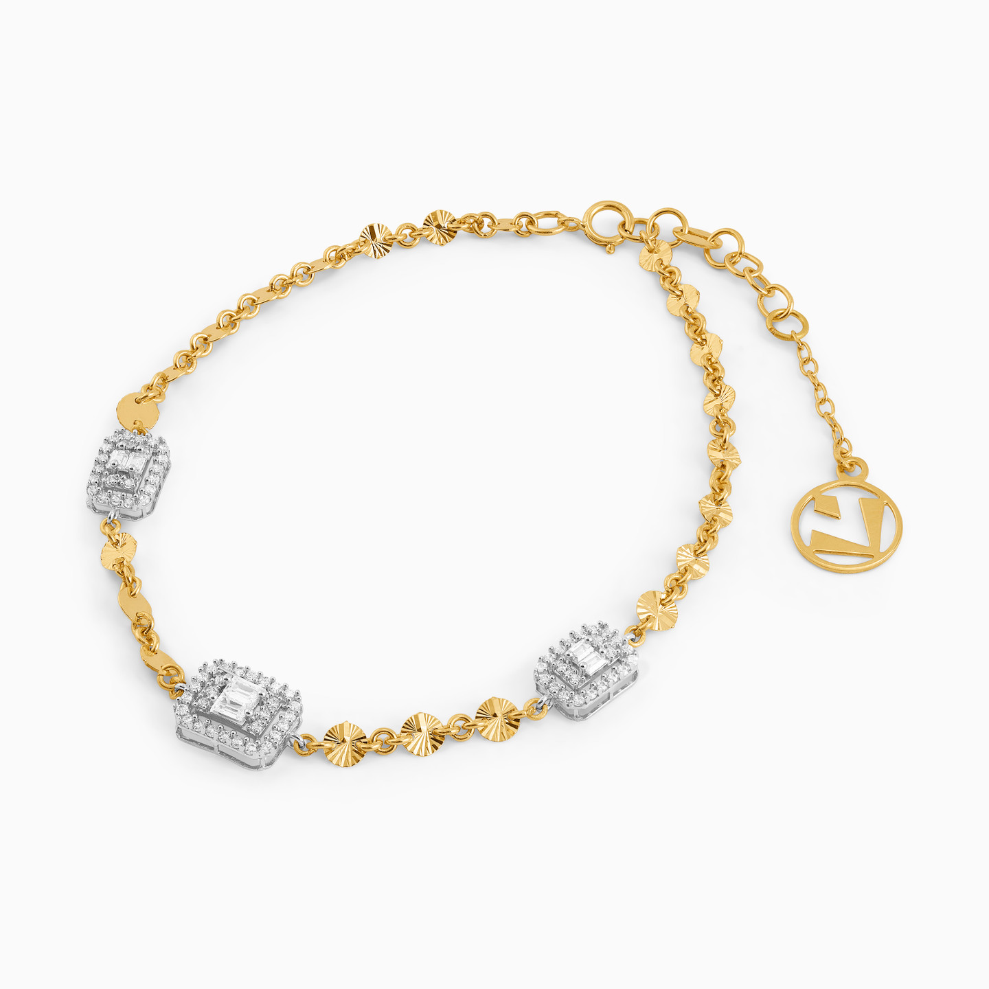 18K Gold Cubic Zirconia Chain Bracelet - 2