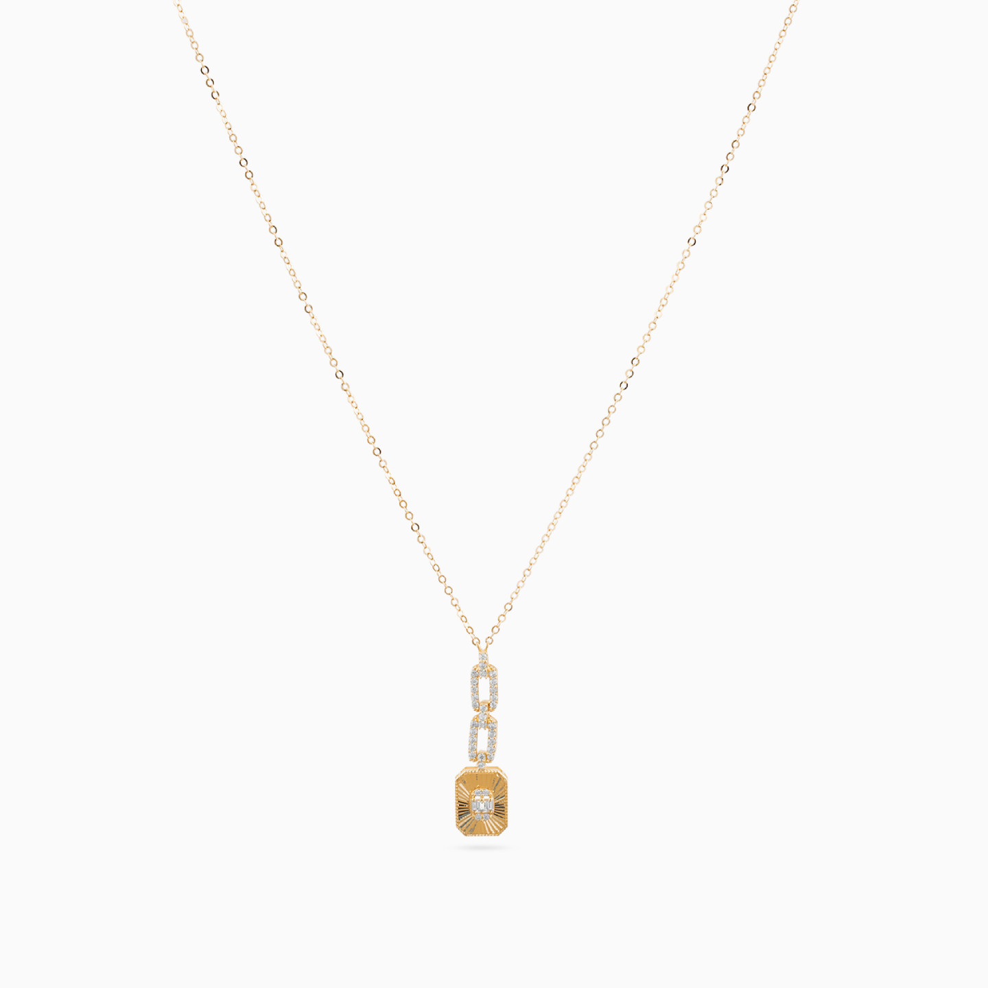 18K Gold Cubic Zirconia Pendant Necklace - 3