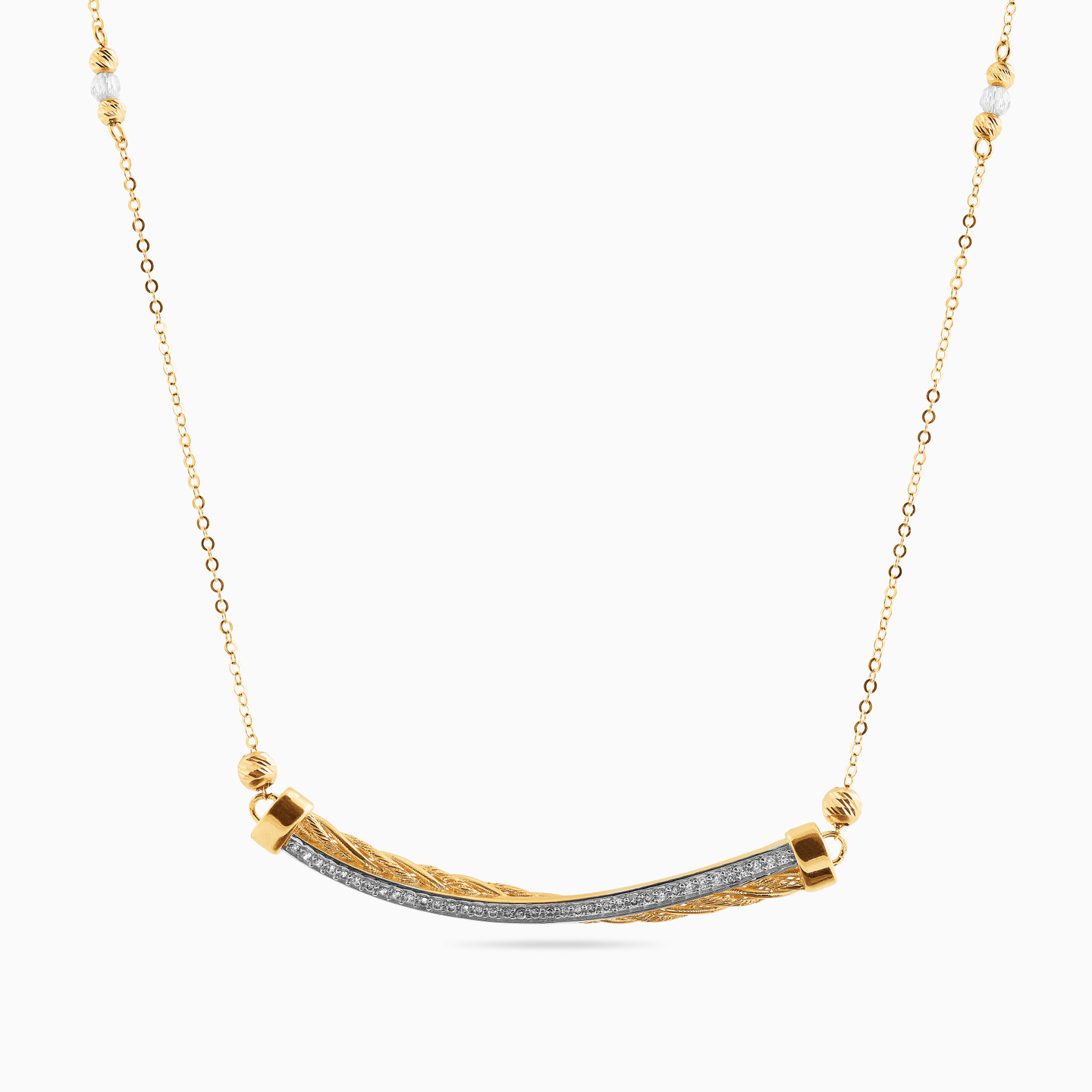 Curve Cubic Zirconia Necklace in 18K Gold - 3 Curve Cubic Zirconia Necklace in 18K Gold - 3